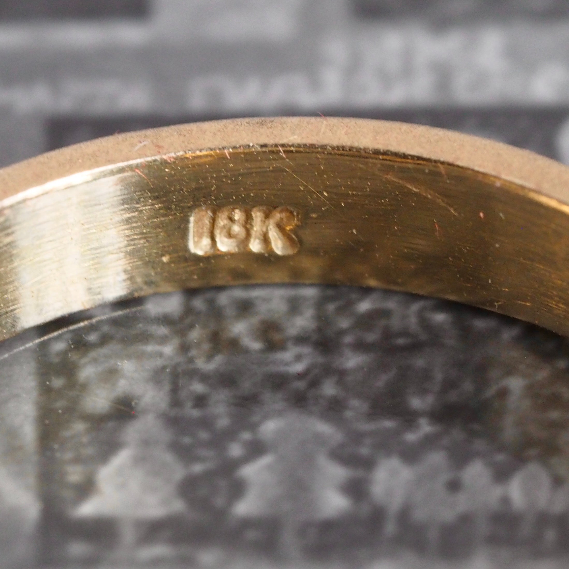 Brushed 18k Gold Old Mine Cut Diamond Bezel Set Ring