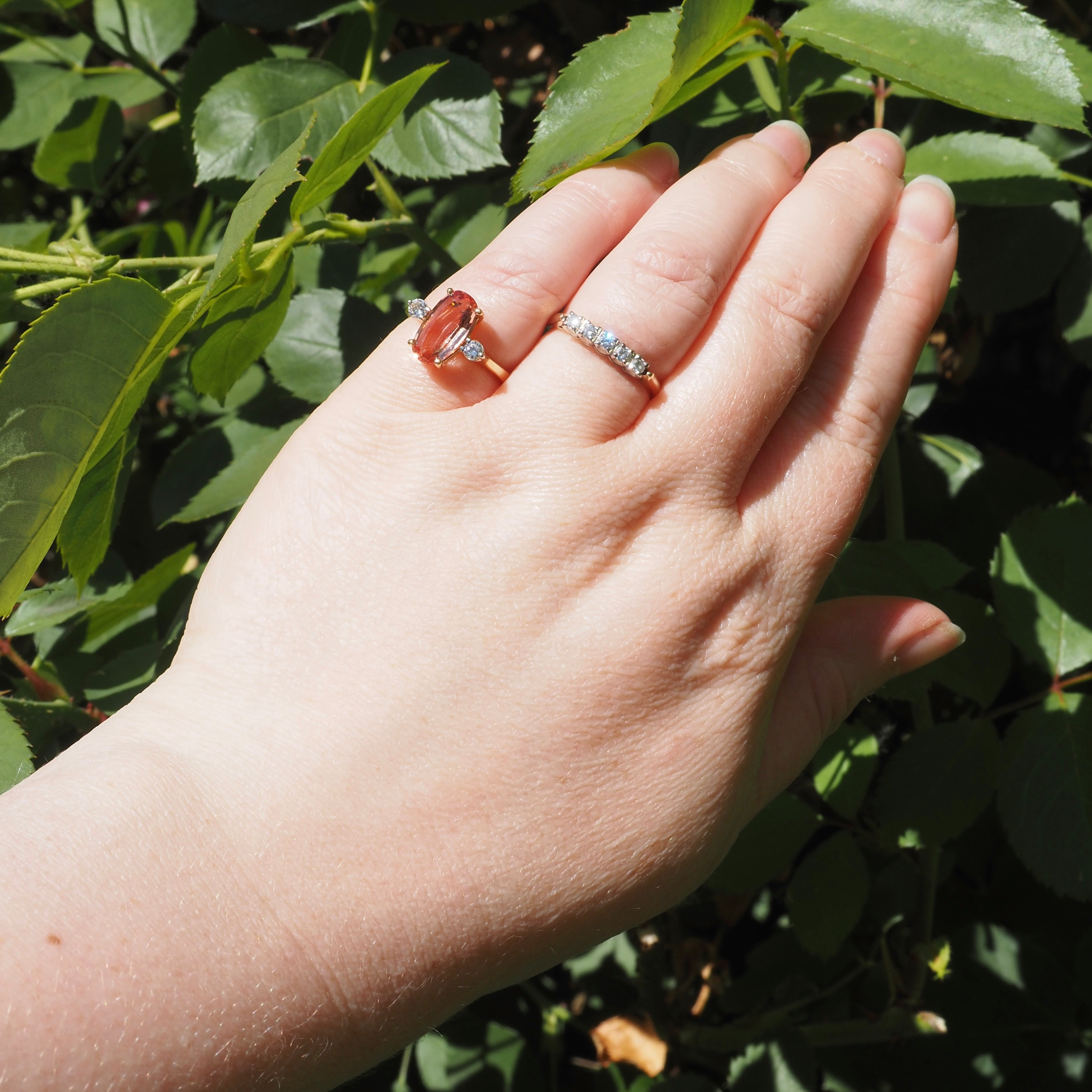 Vintage Imperial Topaz Round Brilliant Cut Diamond 18k Gold Ring