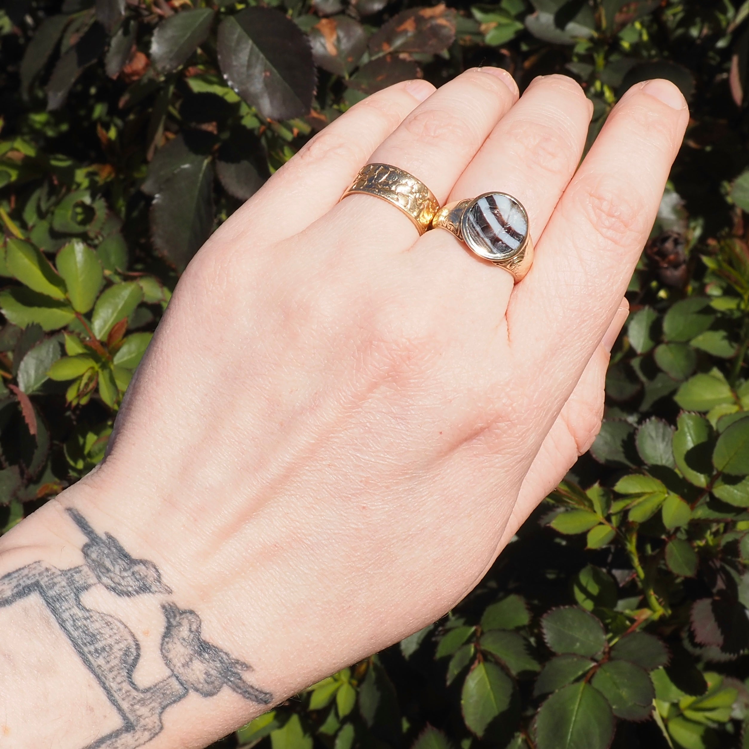 Vintage Cobblestone 14k Gold Wide Band