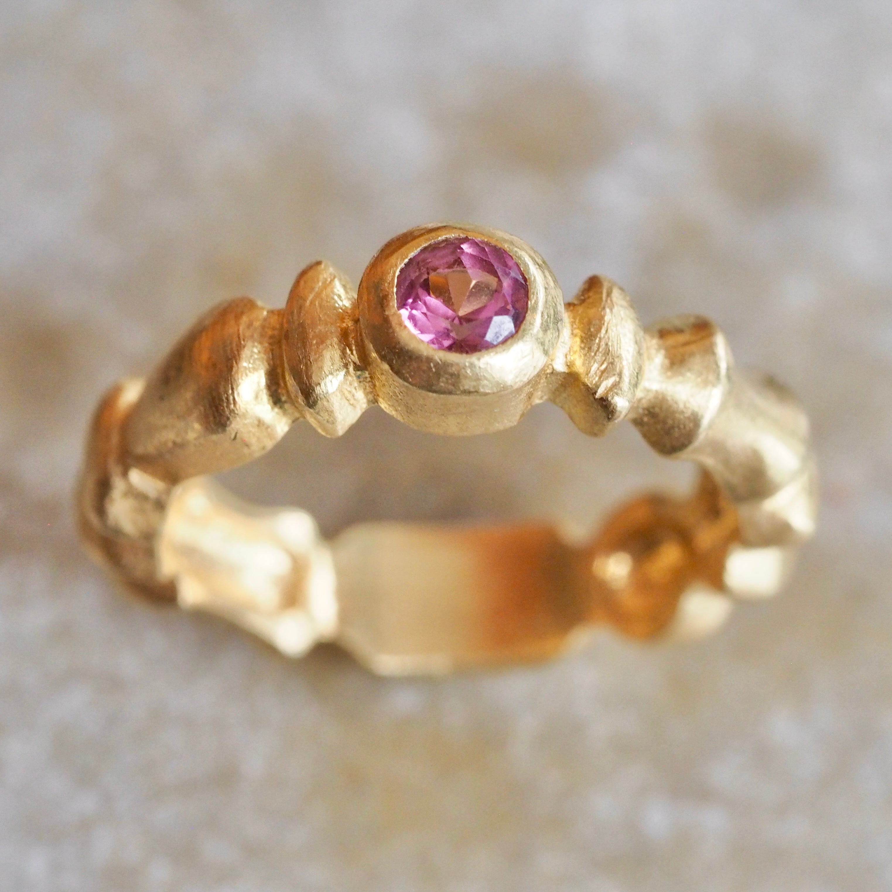 22k Gold Pink Tourmaline Ring