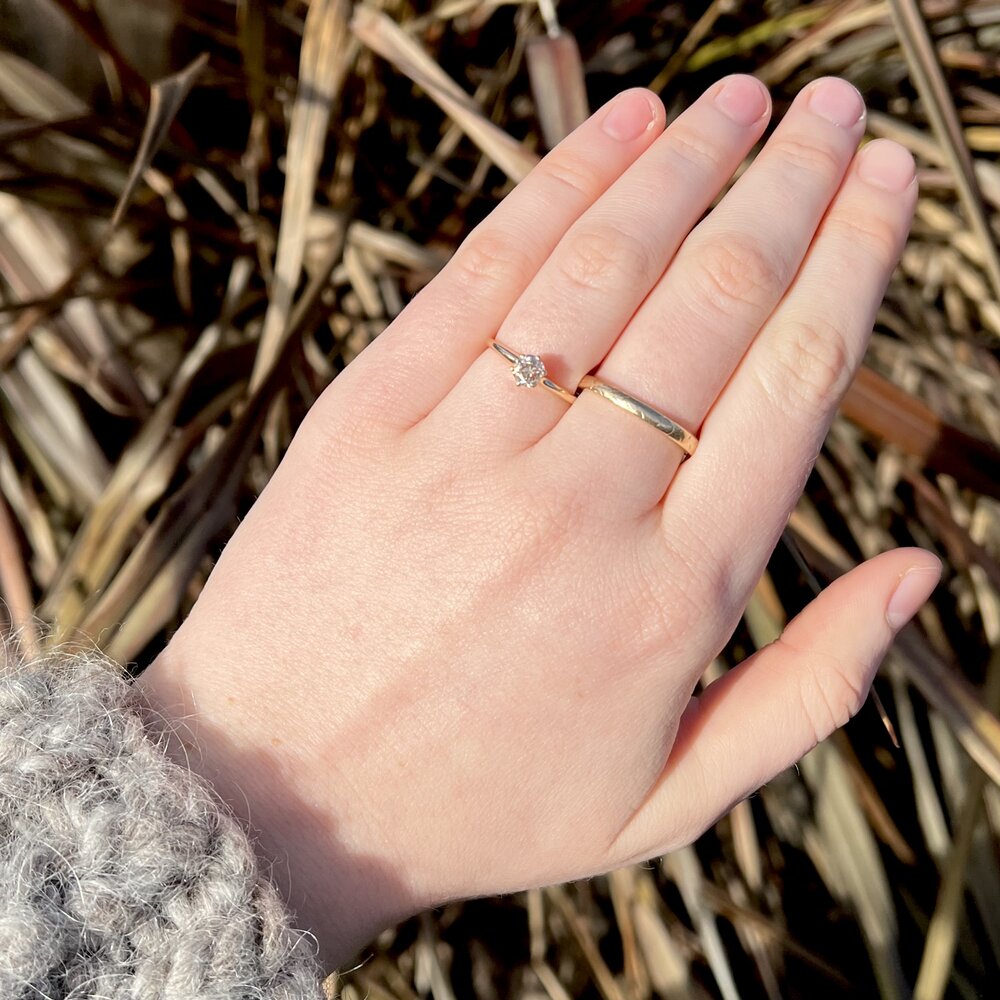 Antique 14k Gold Cognac Old Mine Cut Diamond Ring