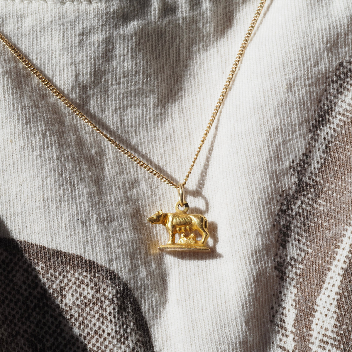 Vintage Italian 18k Gold Romulus and Remus Charm