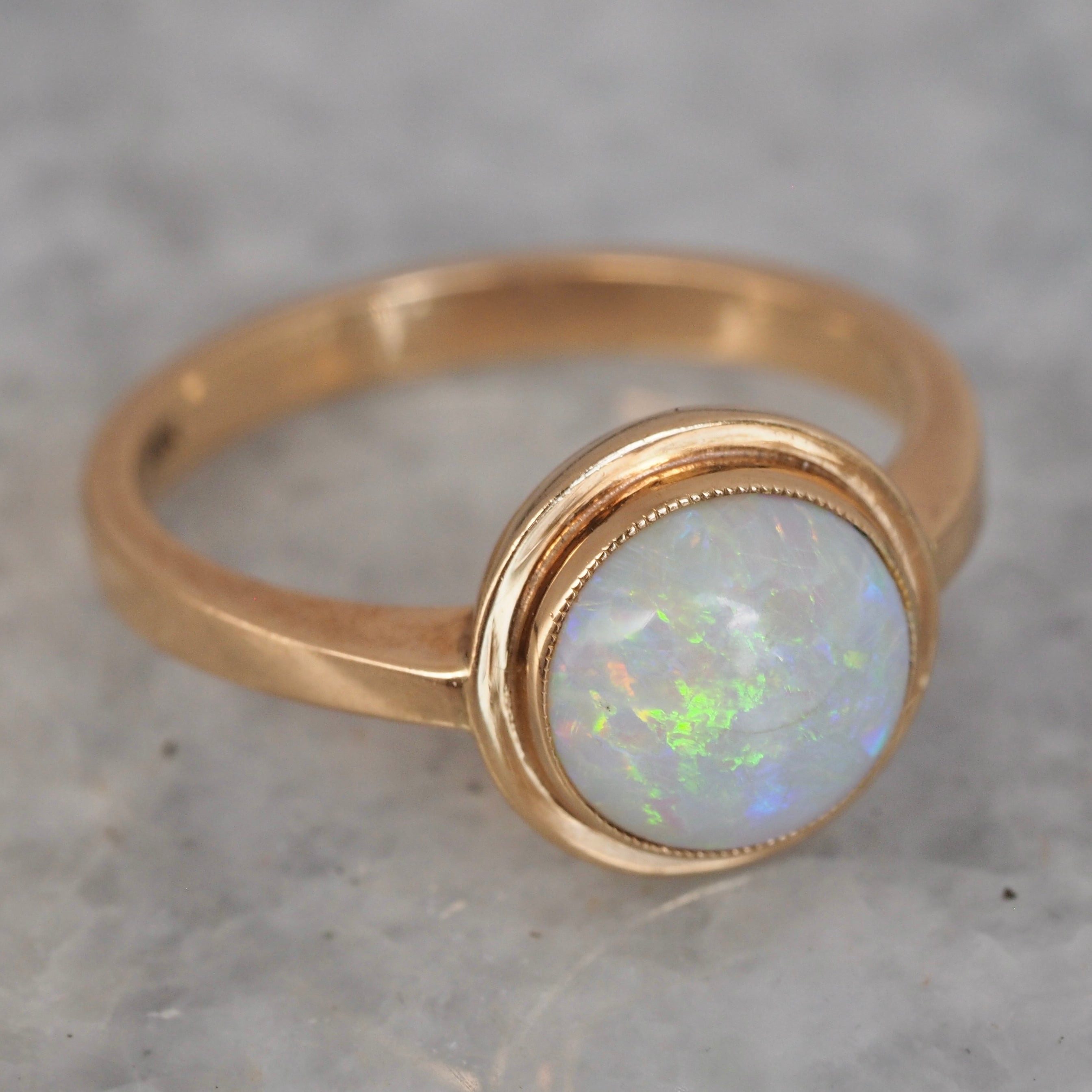 Mid Century Modern 14k Gold Opal Ring