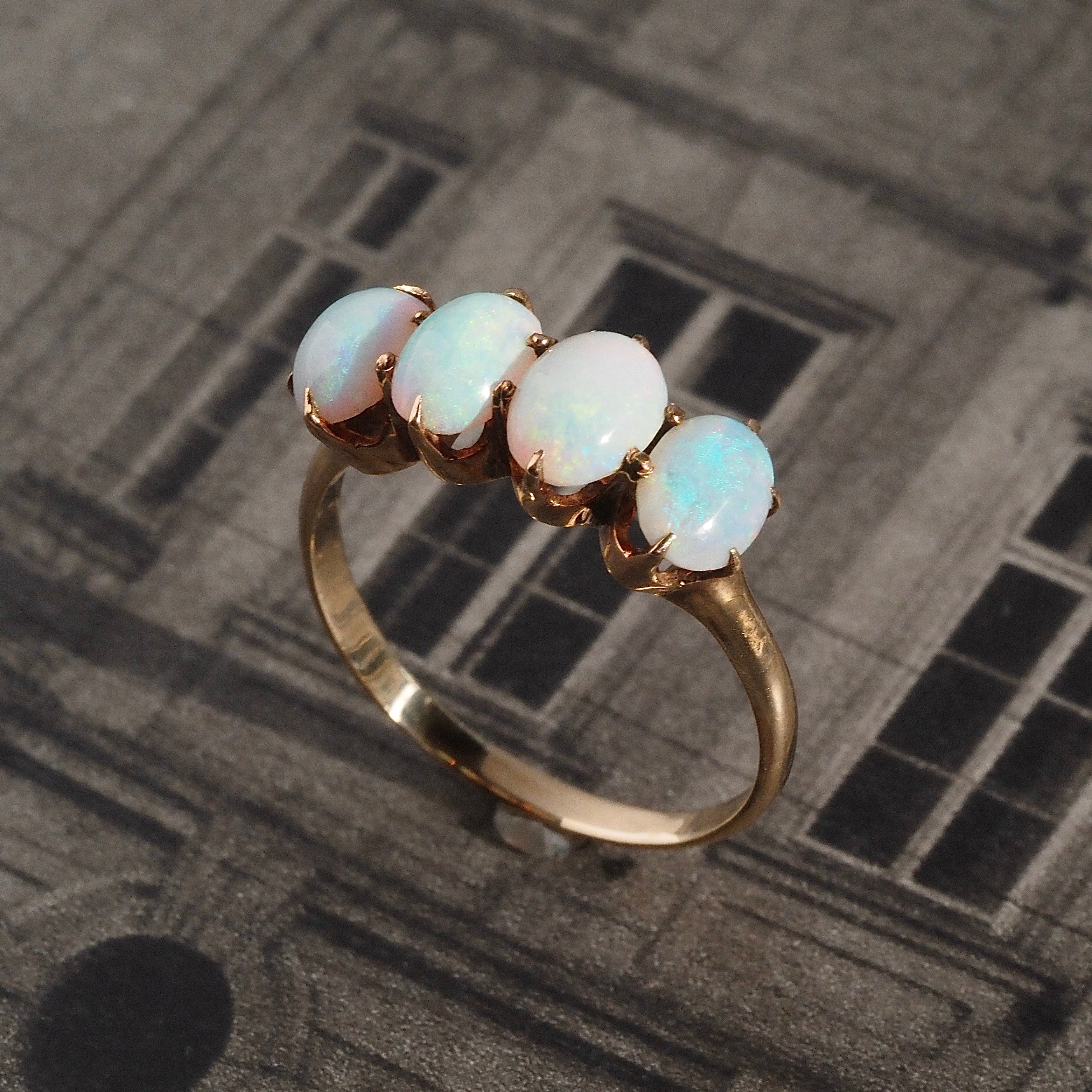 Antique Victorian Four Opal 10k Gold Ring