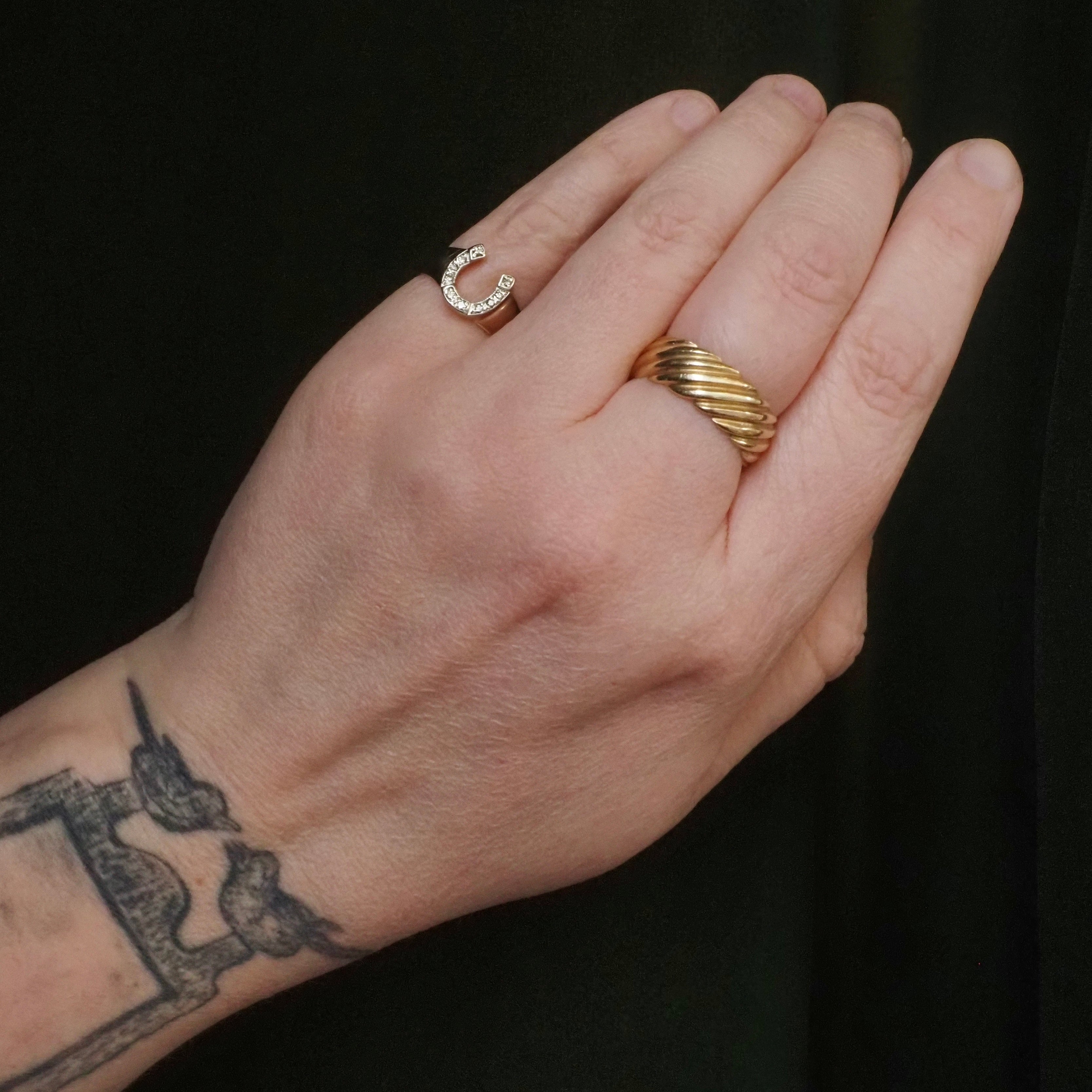 Vintage Diamond Horseshoe 10k Gold Ring