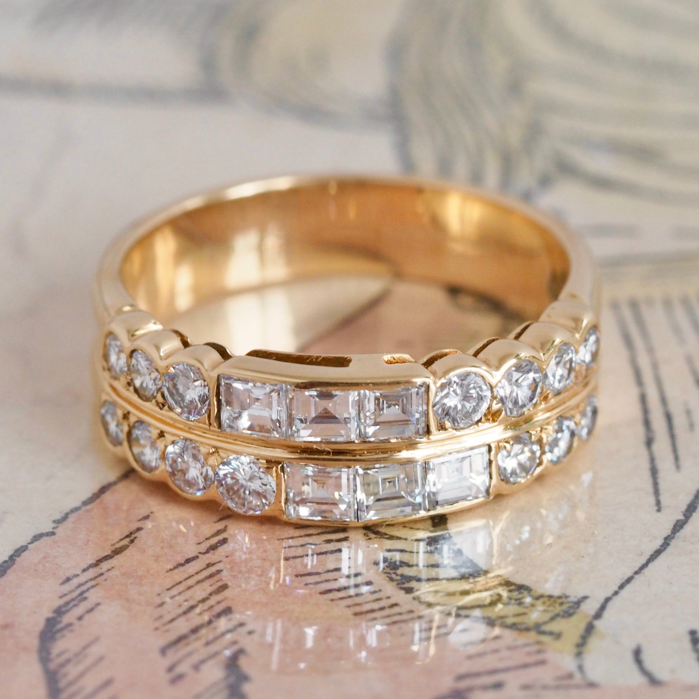 Vintage French 18k Gold Diamond Ring