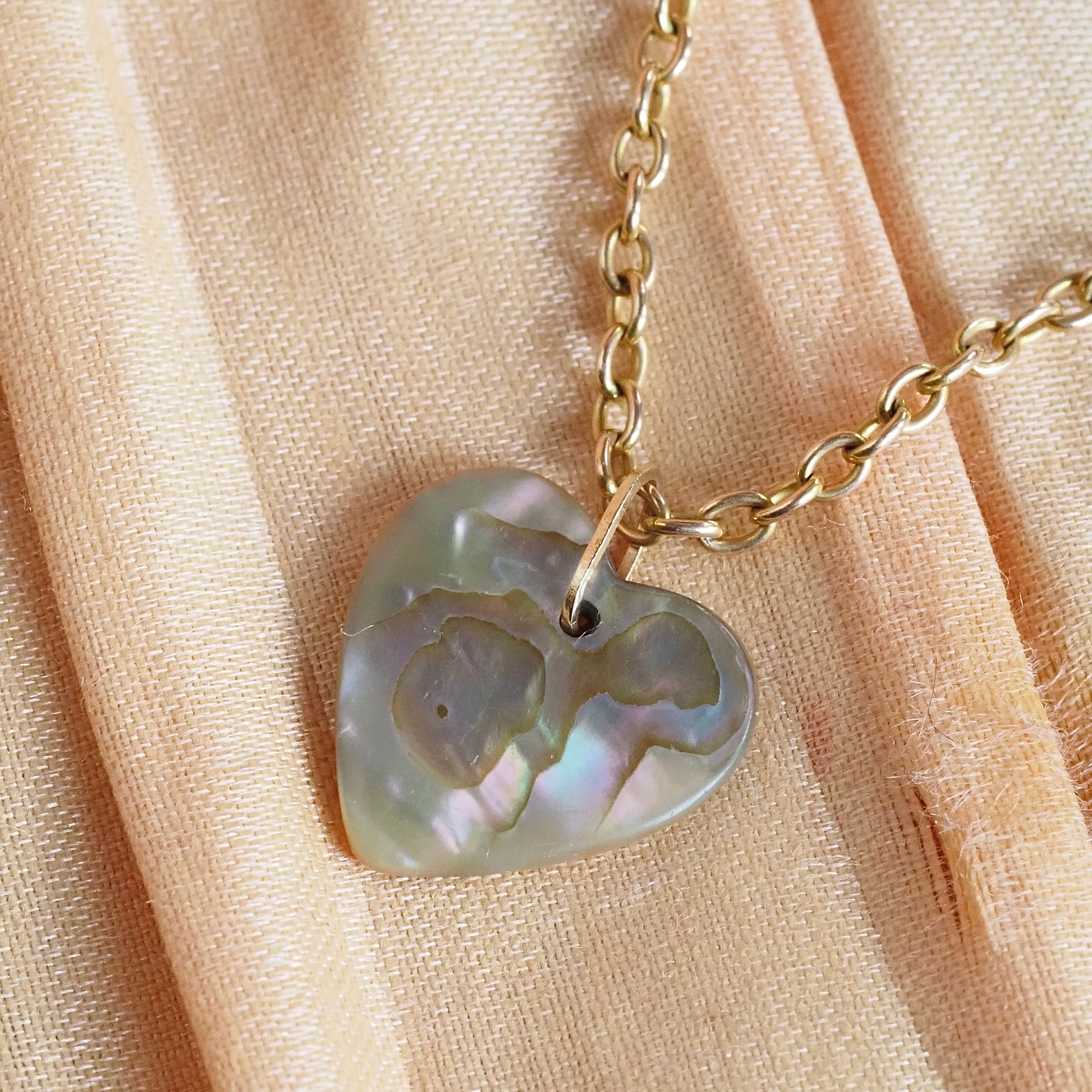 Mother Of Pearl Heart 14k Gold Pendant