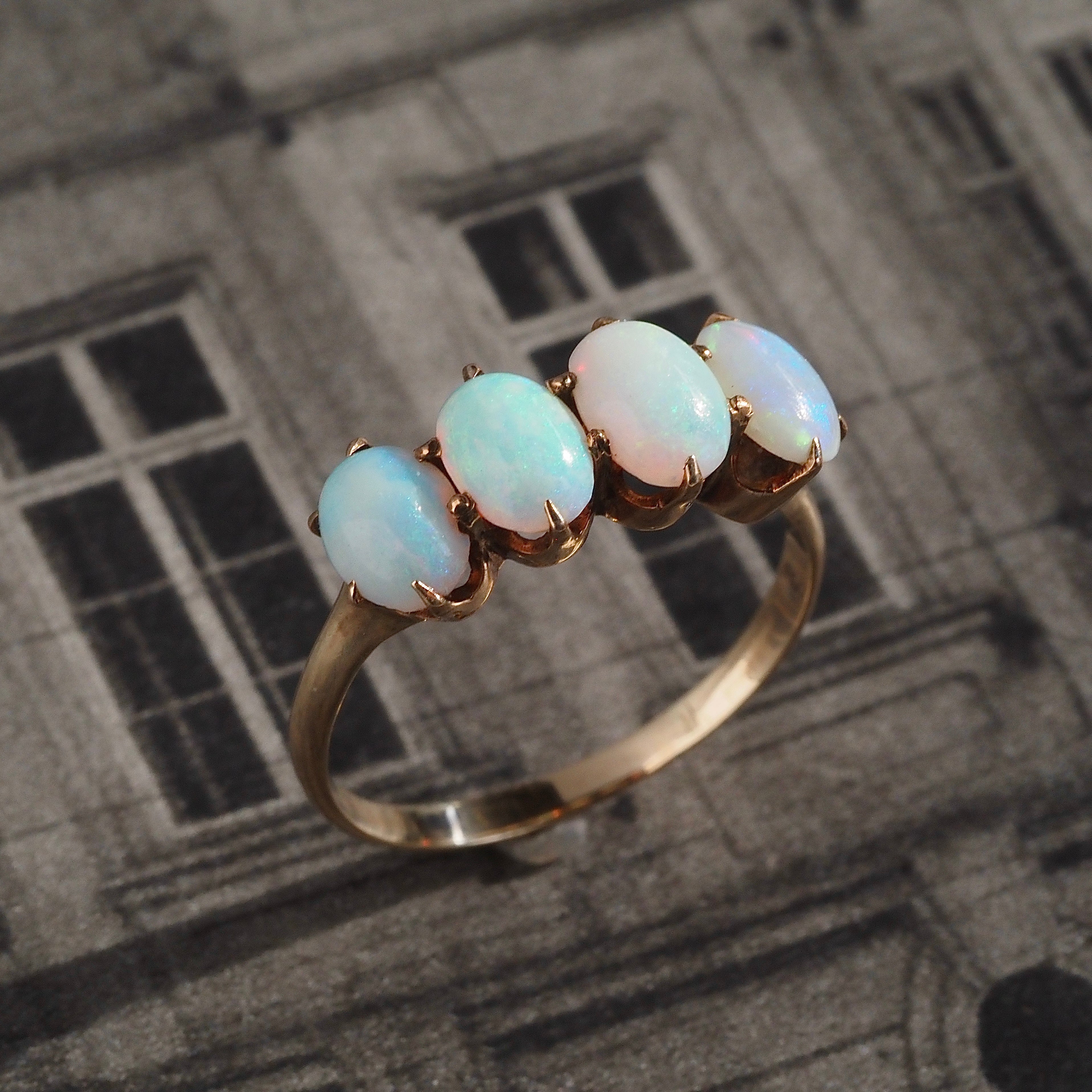Antique Victorian Four Opal 10k Gold Ring