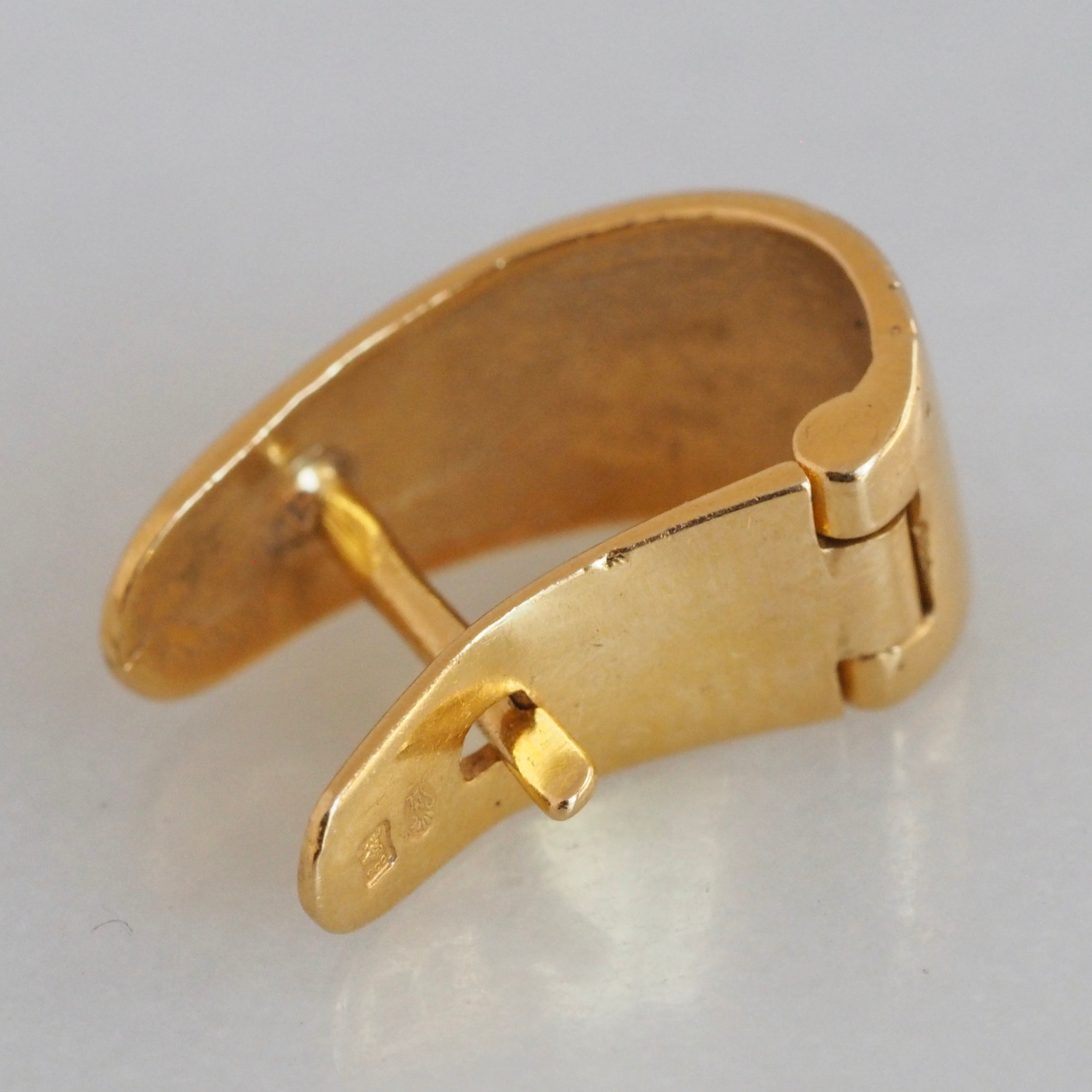 Vintage Portuguese 19k Gold Hinged Huggie Earrings
