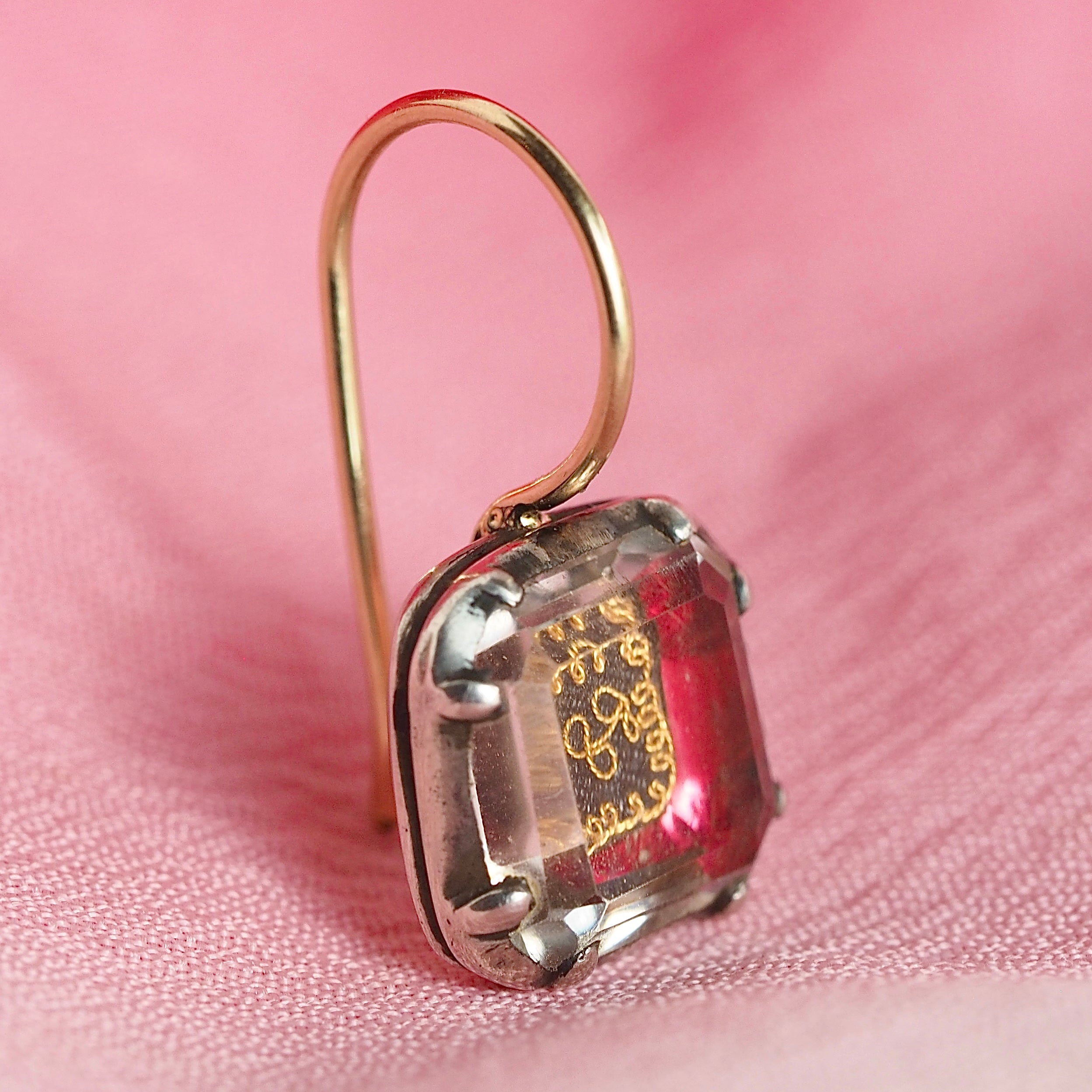 Antique Georgian Stuart Crystal Earrings with 14k Gold Wires