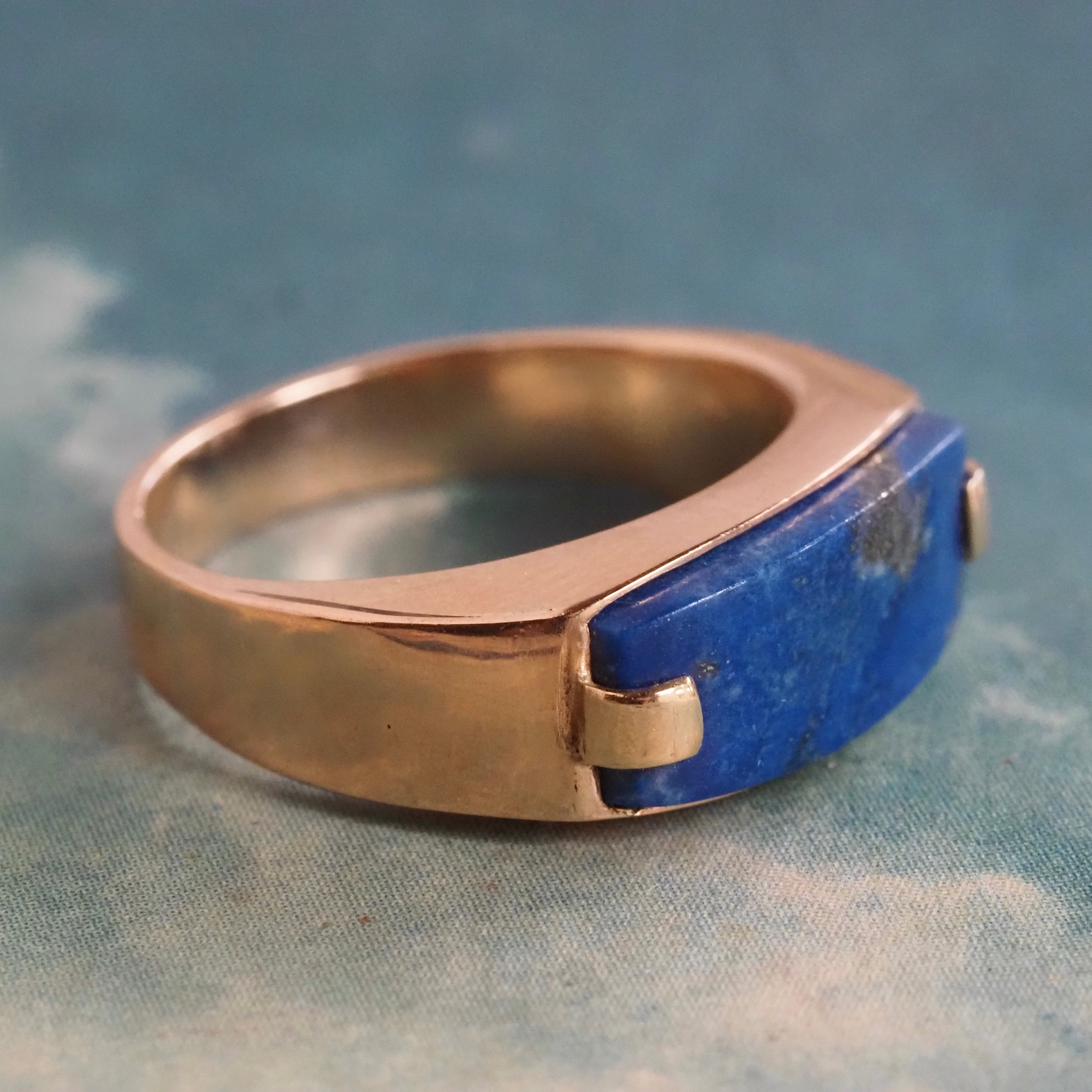Vintage Lapis Saddle 14k Gold Ring