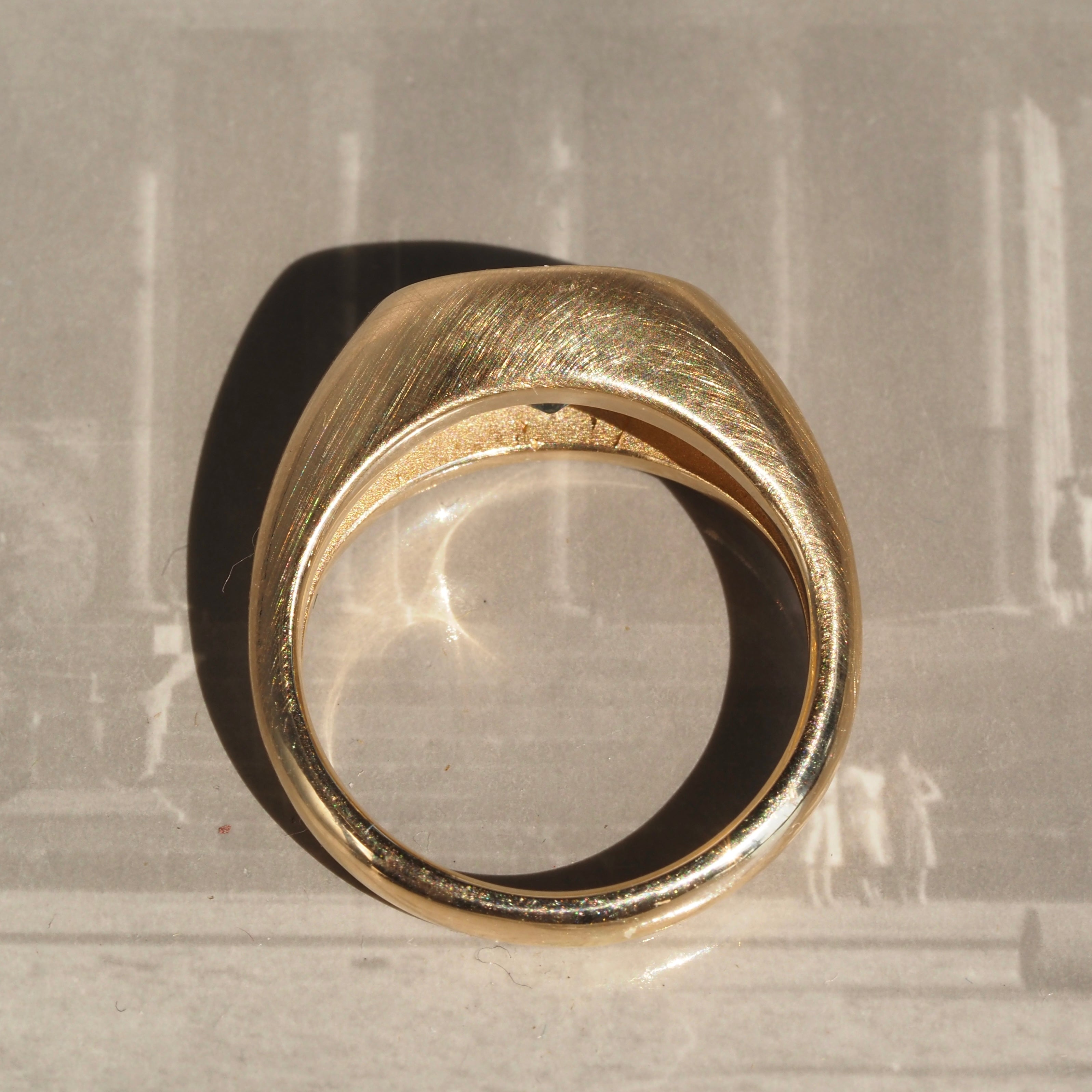 Faceted Natural Green Sapphire Signet 14k Gold Ring