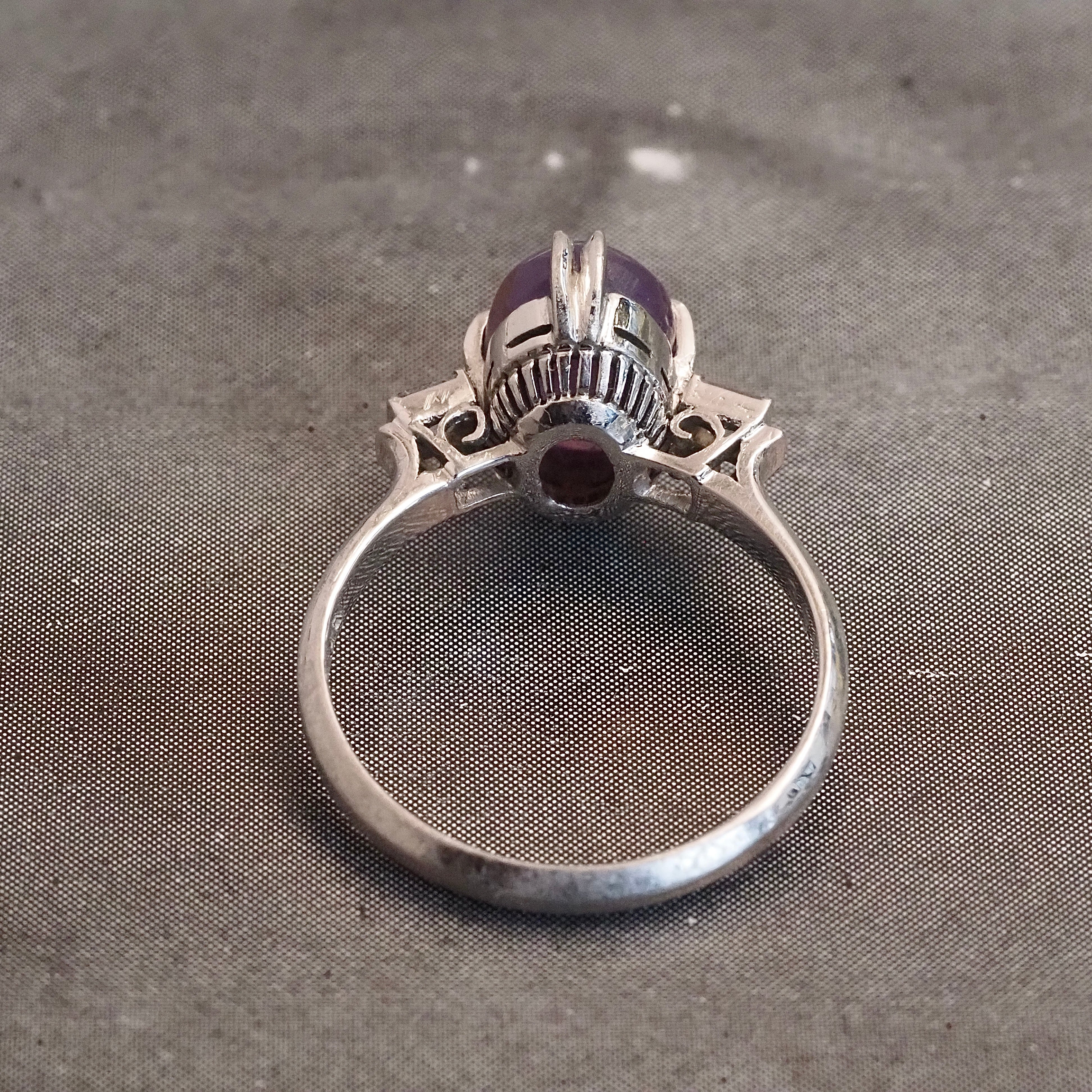 Antique Art Deco Purple Star Sapphire Diamond Platinum Ring