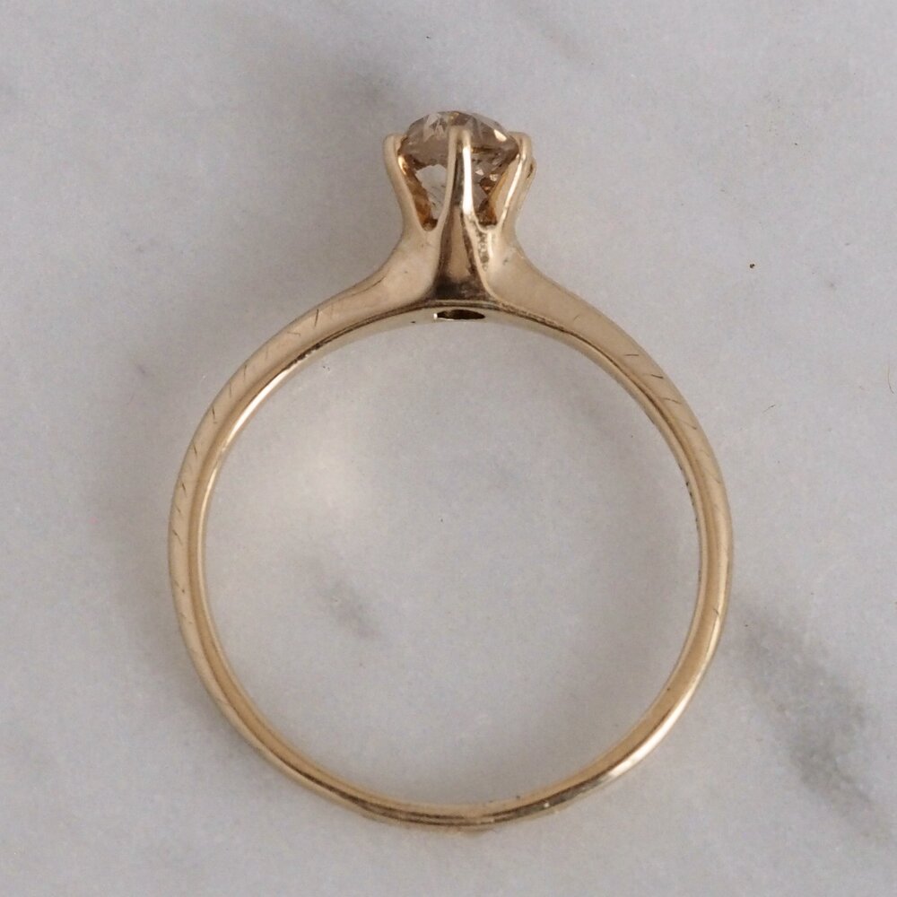 Antique 14k Gold Cognac Old Mine Cut Diamond Ring