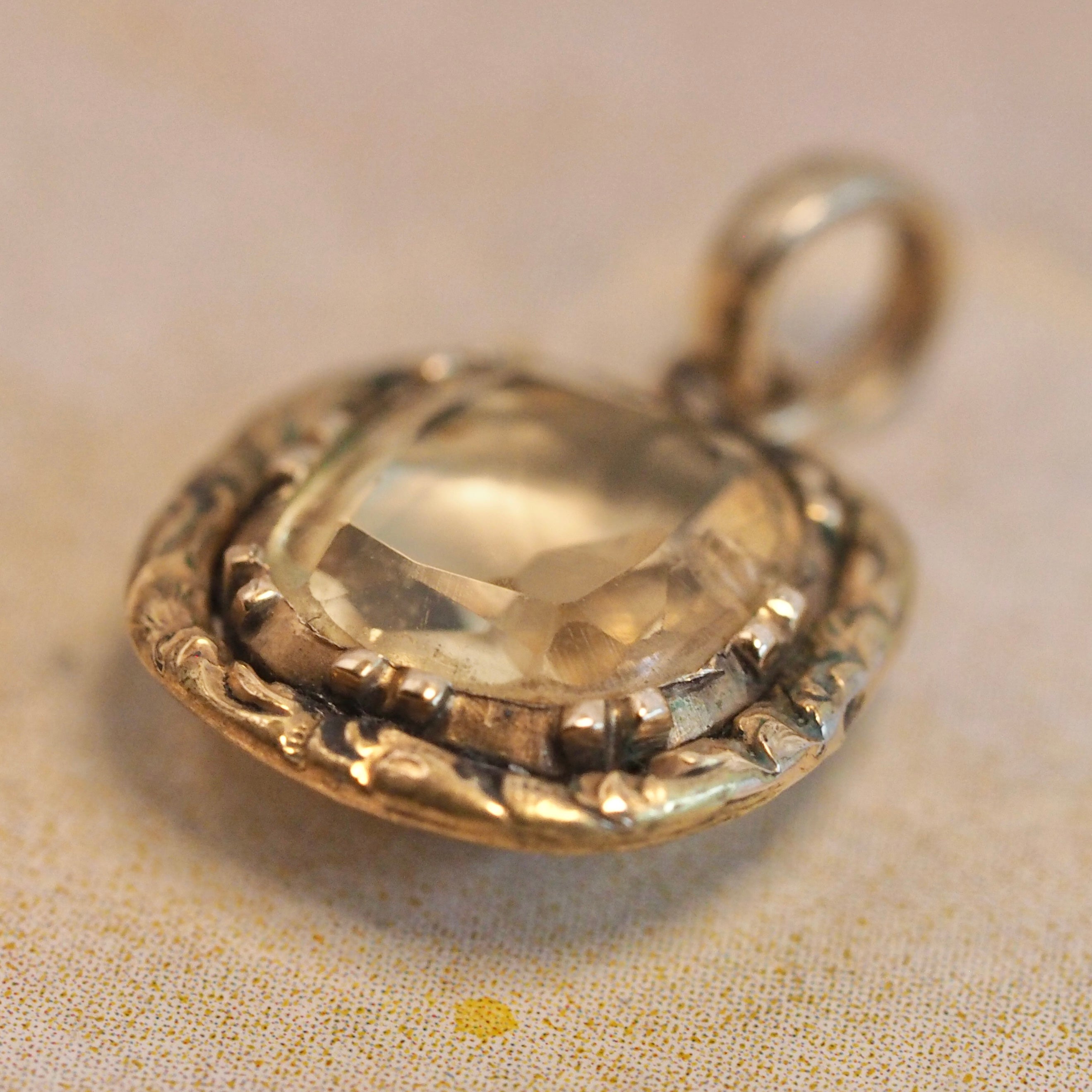 Antique Georgian 14k Gold Foil Backed Citrine Pendant