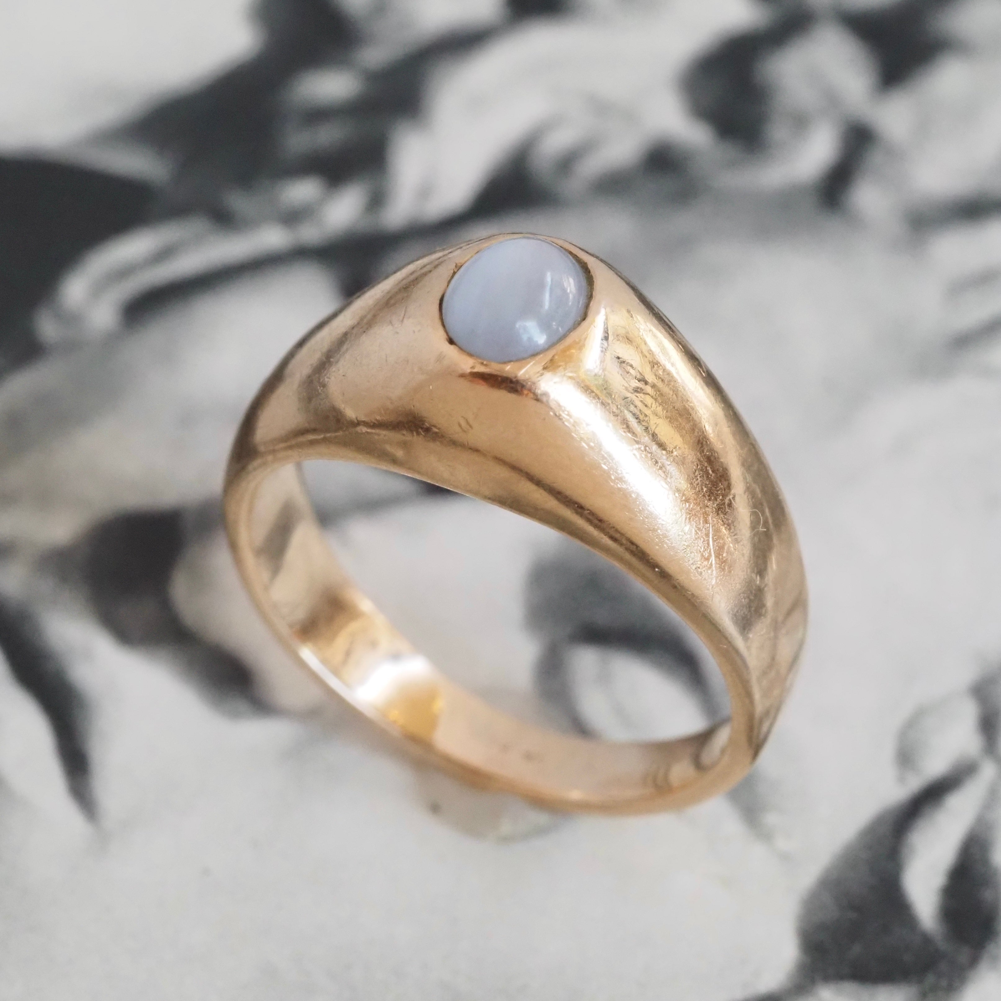Vintage Natural Star Sapphire 14k Gold Dome Ring