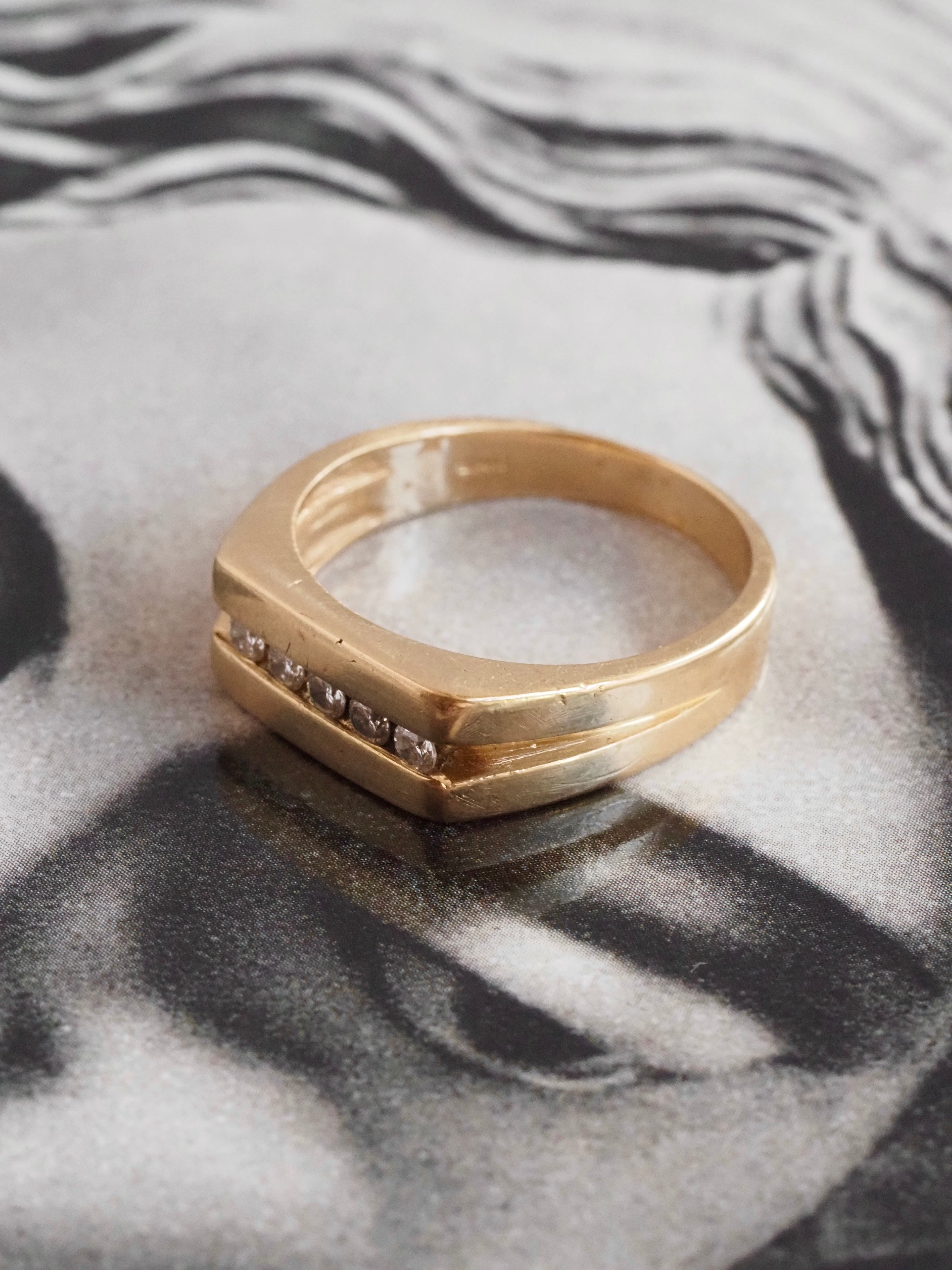 Vintage 14k Gold Channel Set Diamond Band
