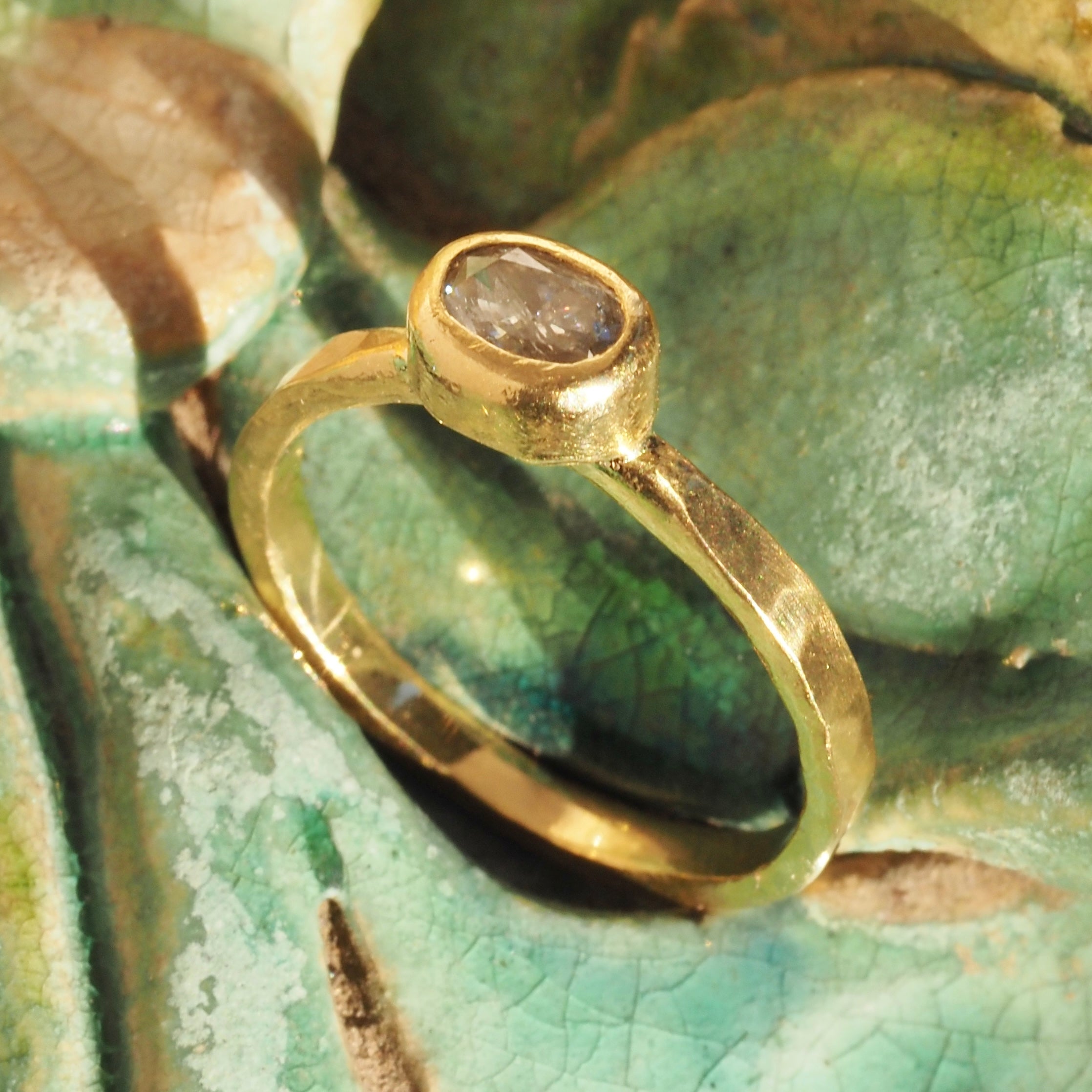Textural 22k Gold and Grey Diamond Ring