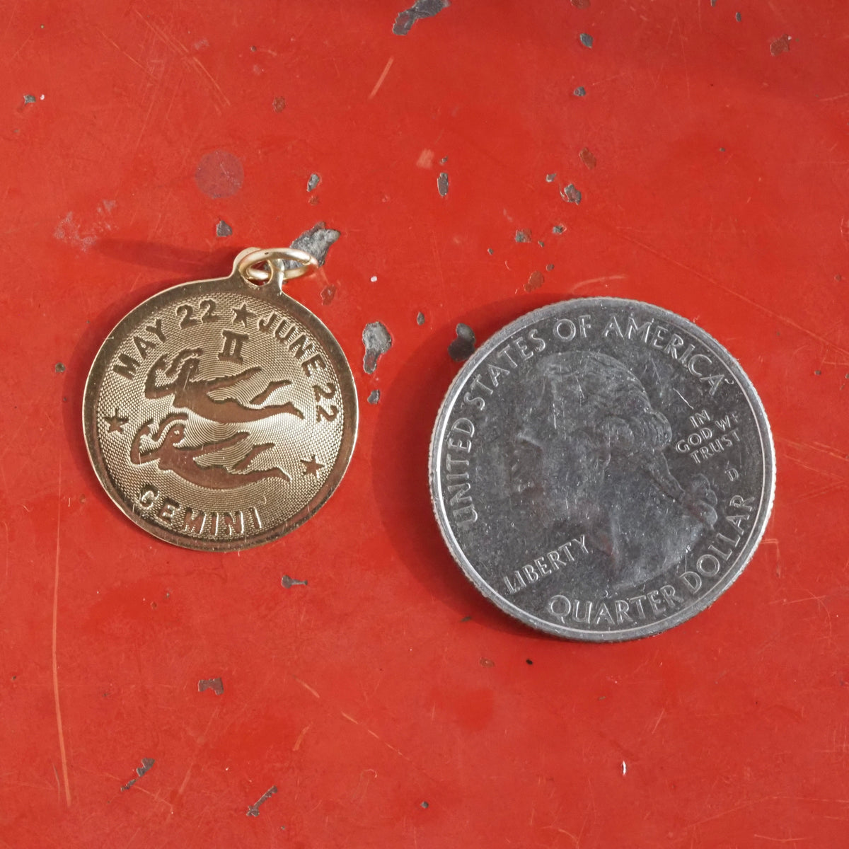 Vintage Gemini 14k Gold Zodiac Pendant