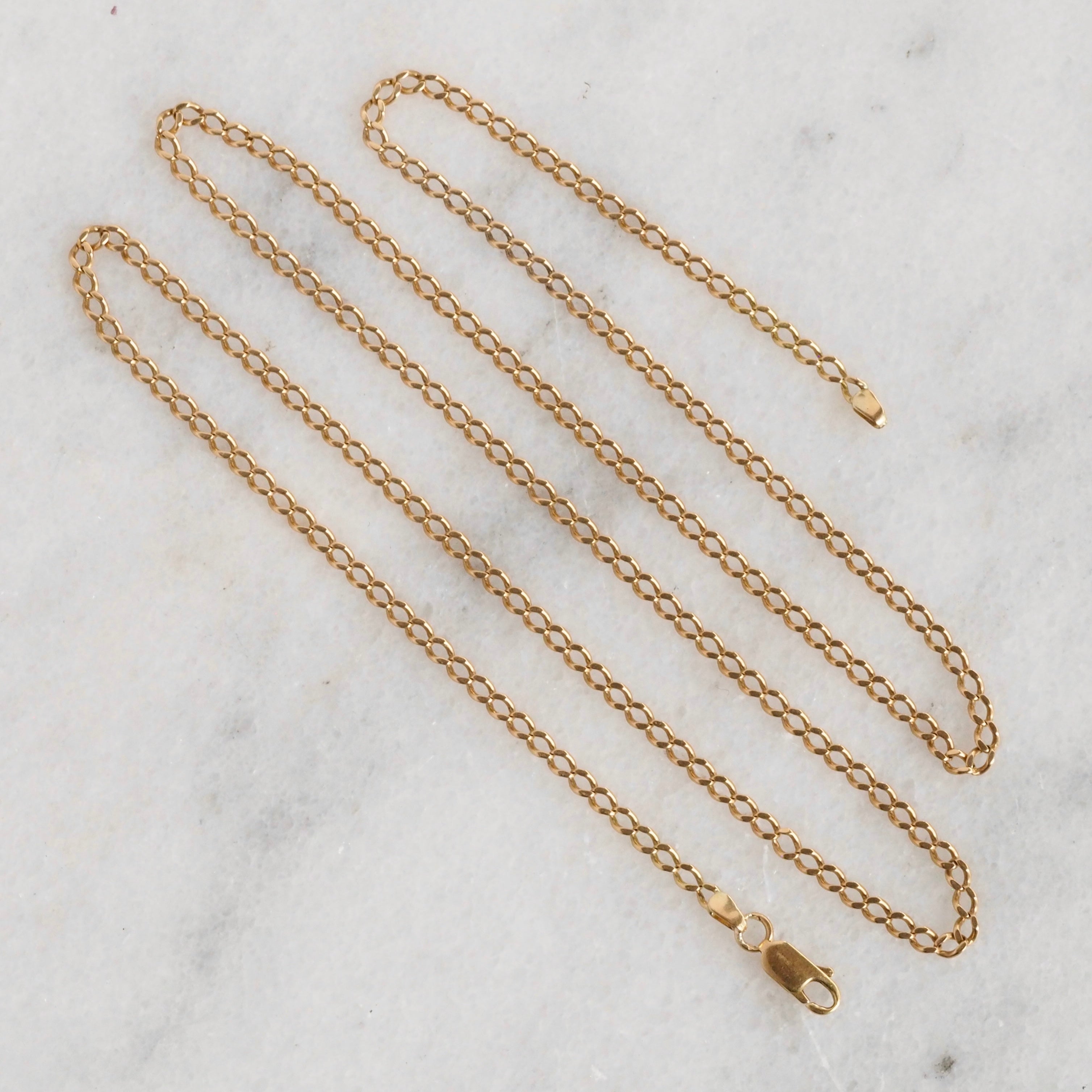 Vintage 18k Gold Solid Curb Chain
