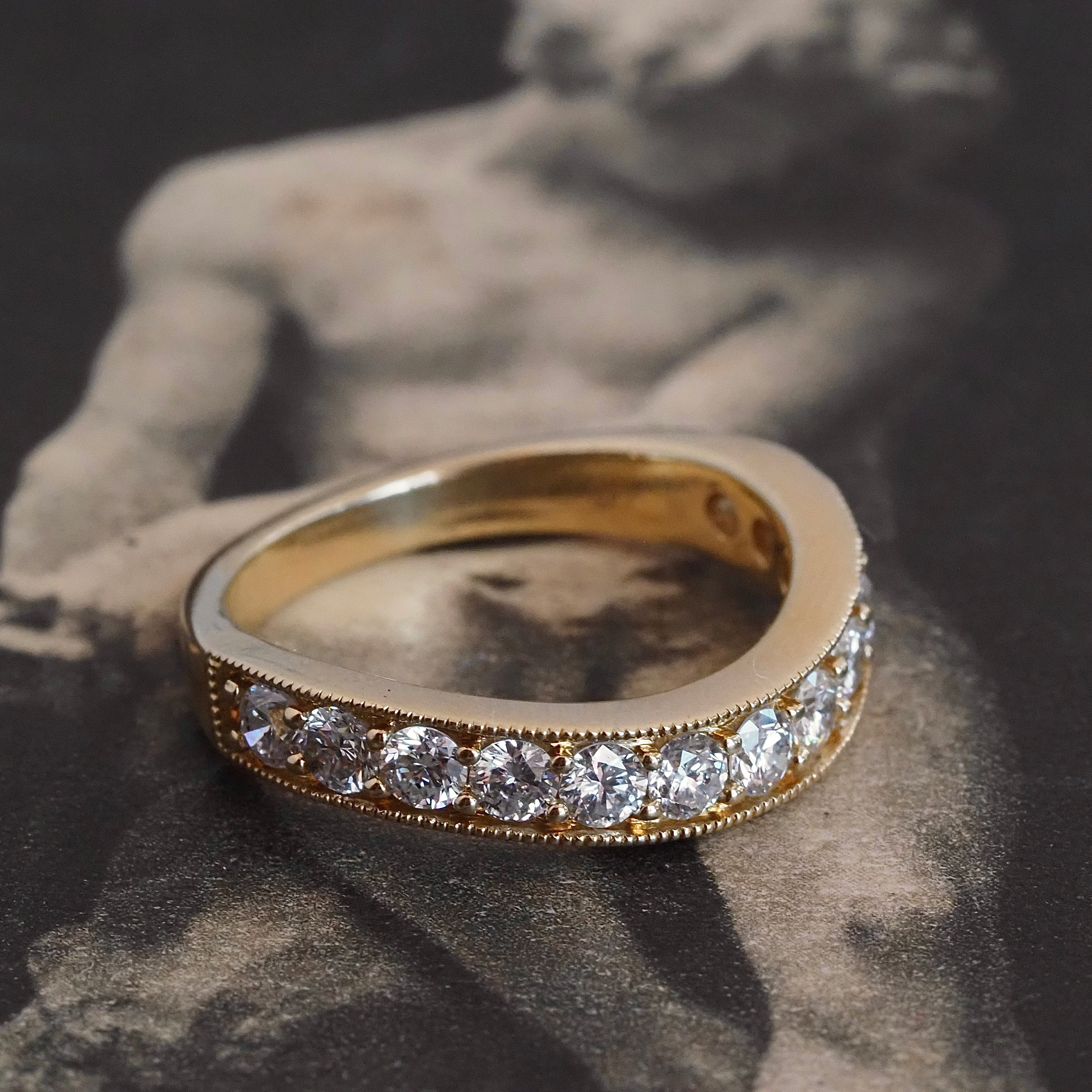 Wavy Diamond Half Eternity 14k Gold Band