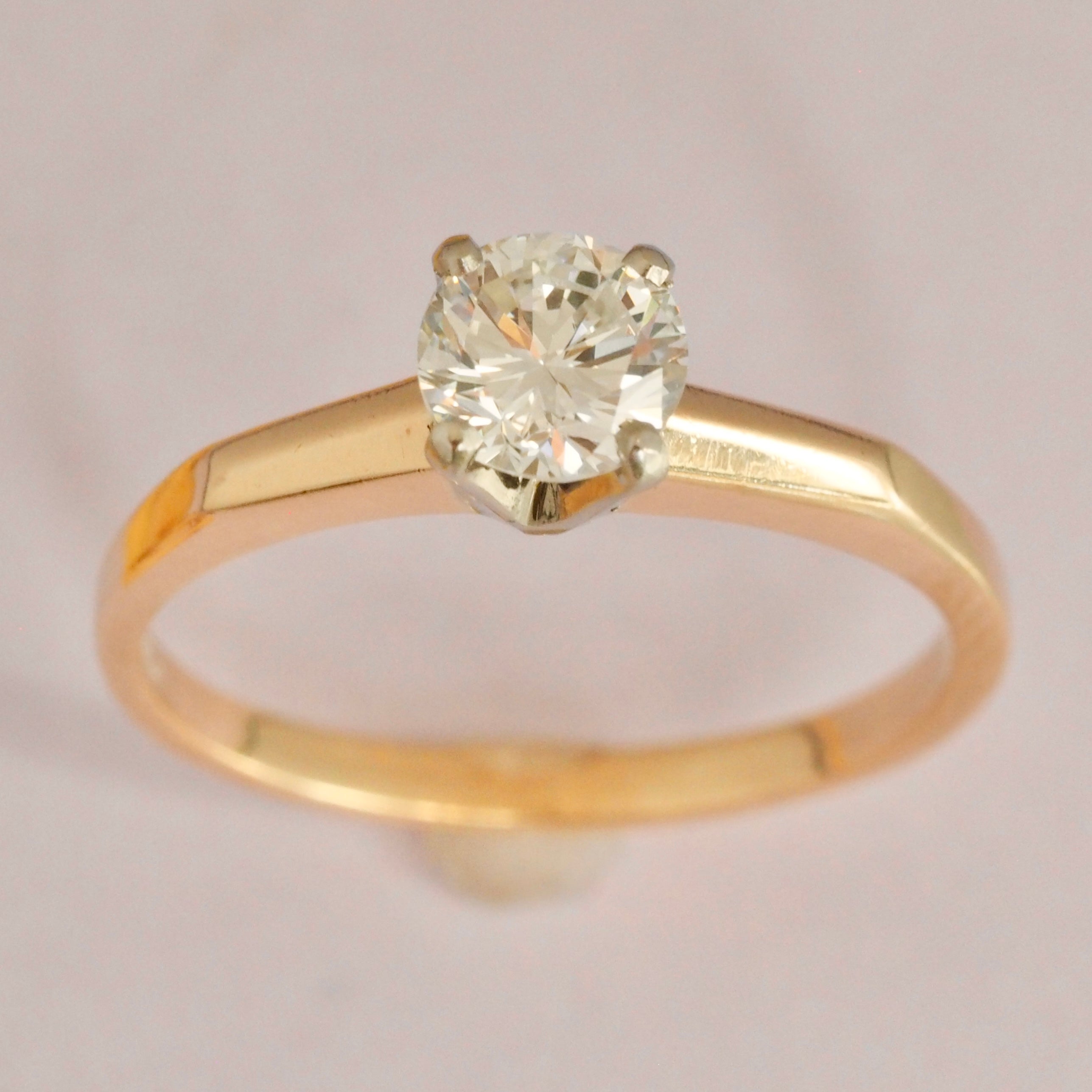 Vintage 14k Gold Transitional Cut Diamond Solitaire