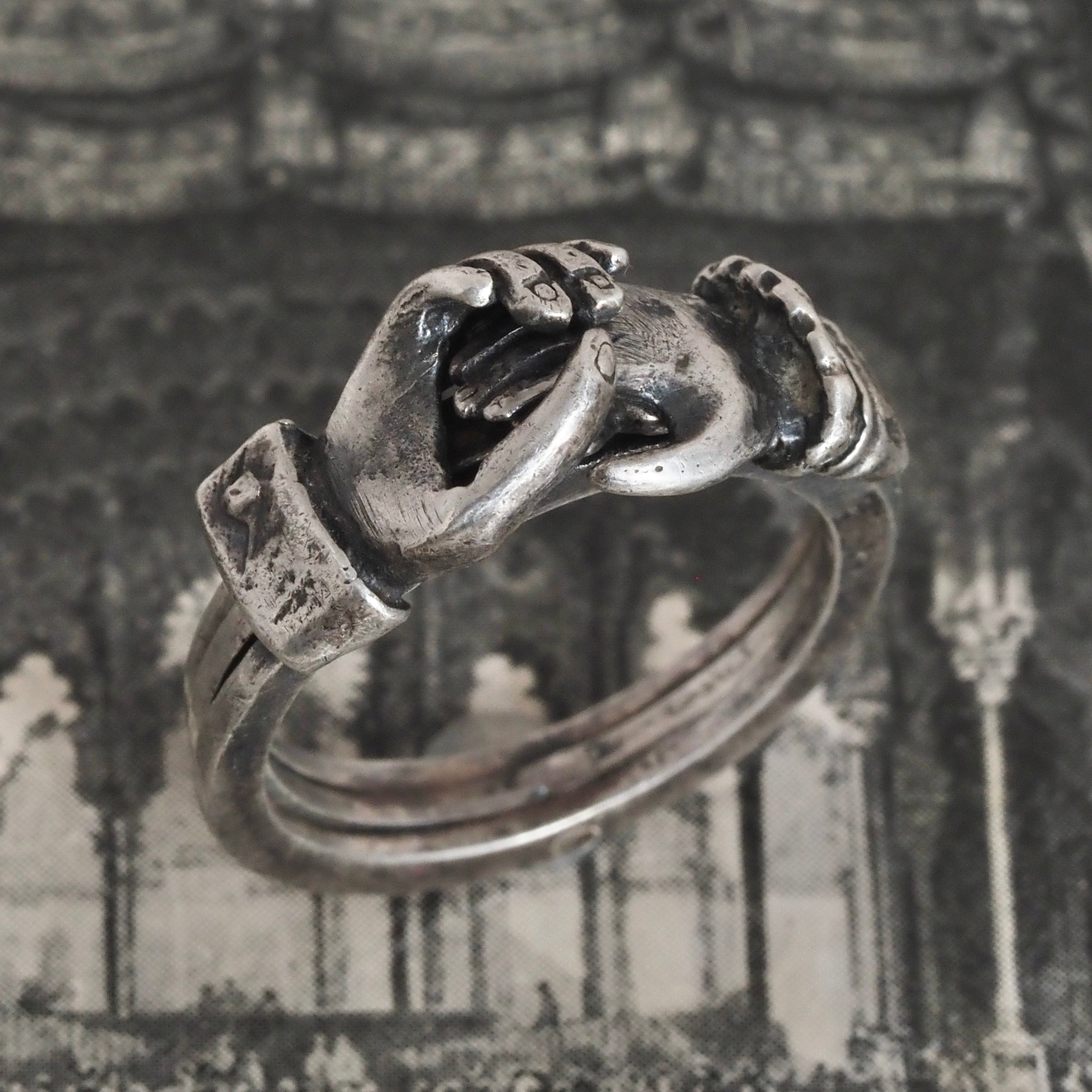 Antique Sterling Silver Fede Ring