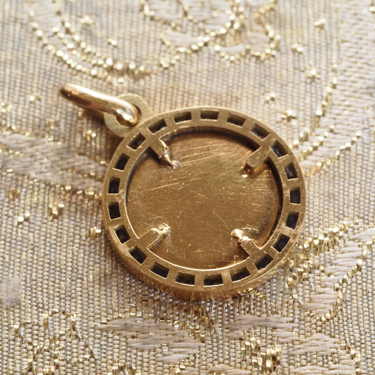 Vintage Sapphire Augis Love Medallion 18k Gold Charm