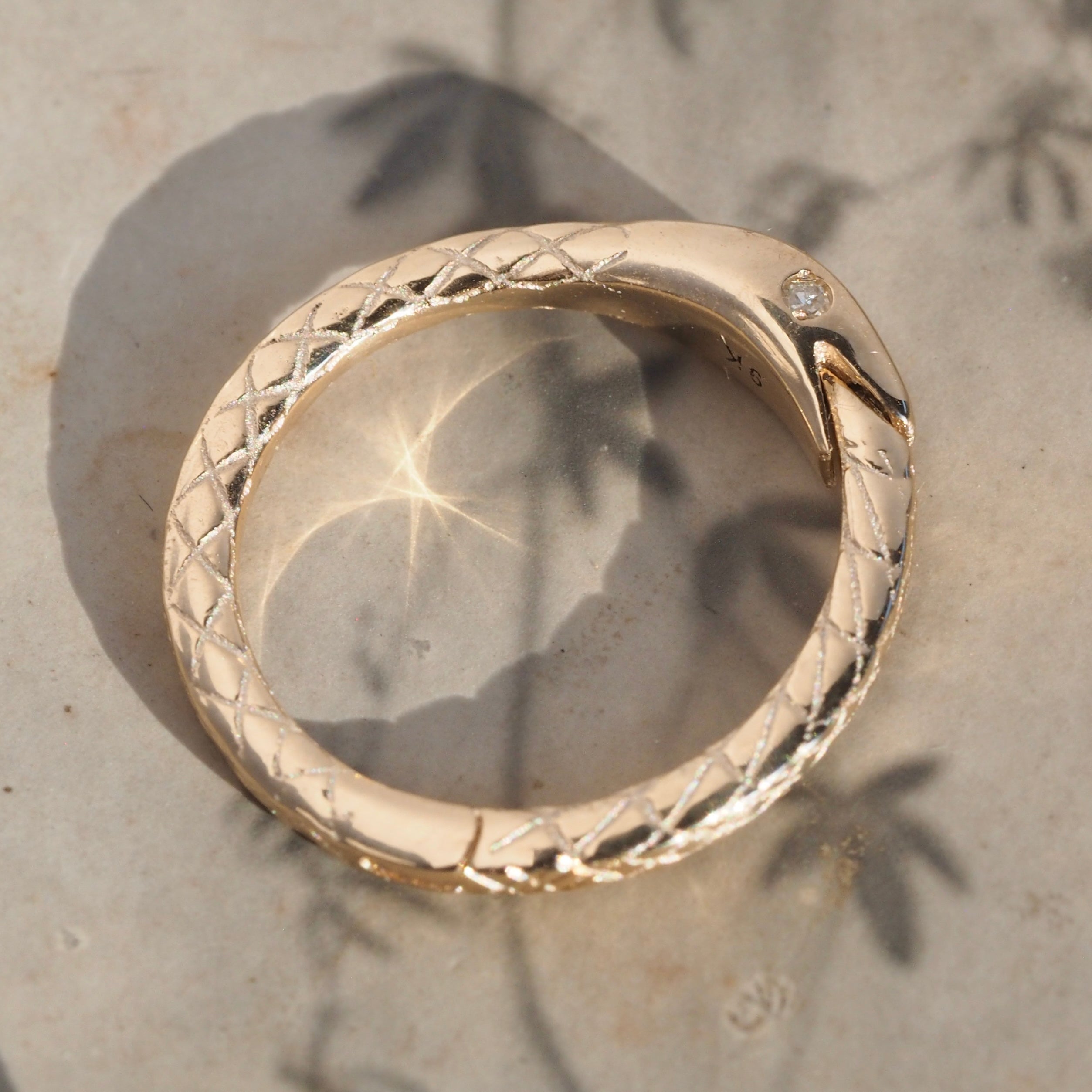 9k Gold Diamond Ouroboros Snake Charm Holder