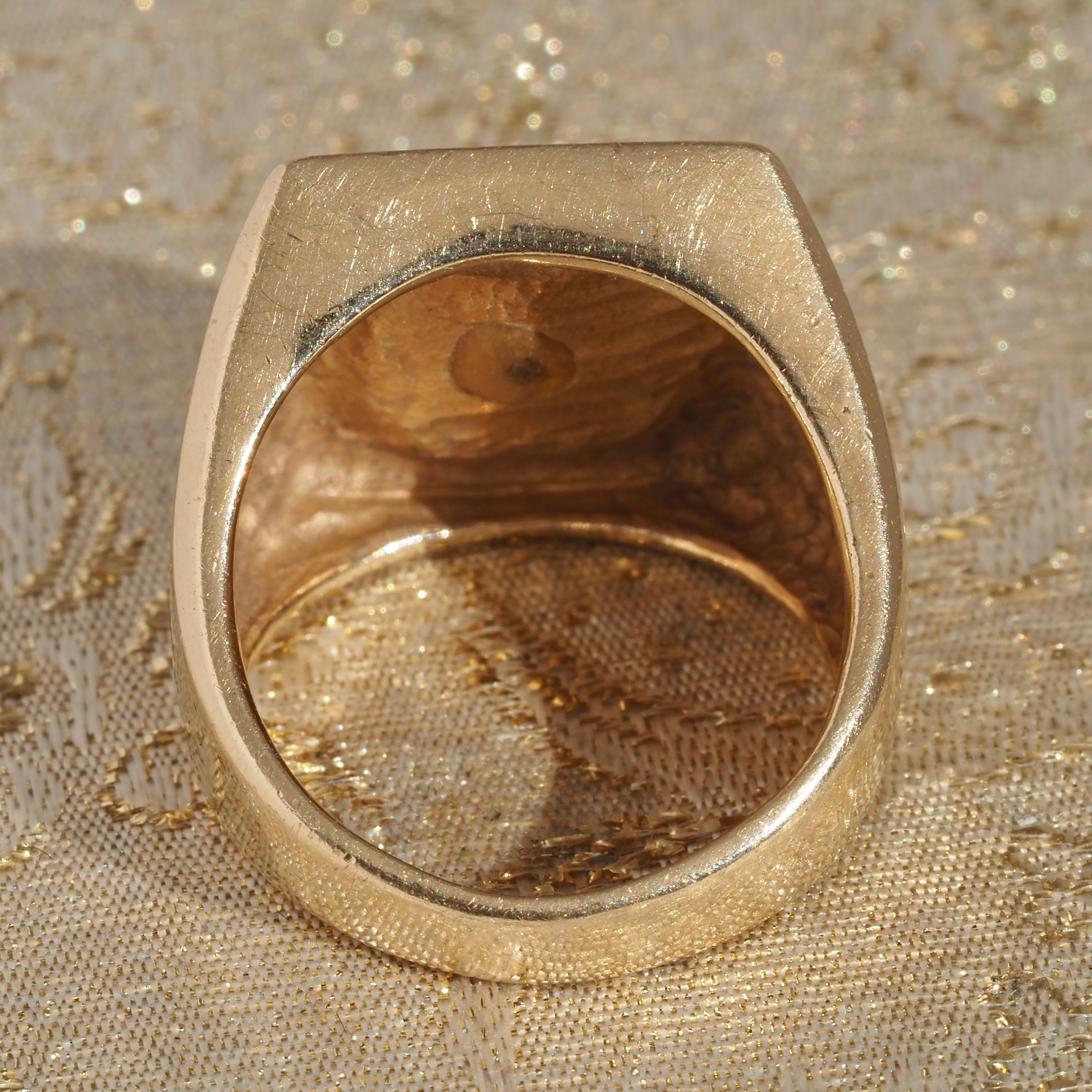 Antique Banded Agate Cherub Cameo Mounted in a Vintage 14k Gold Signet Ring