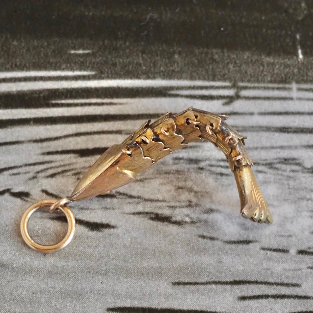 Vintage Articulated Fish 14k Gold Pendant