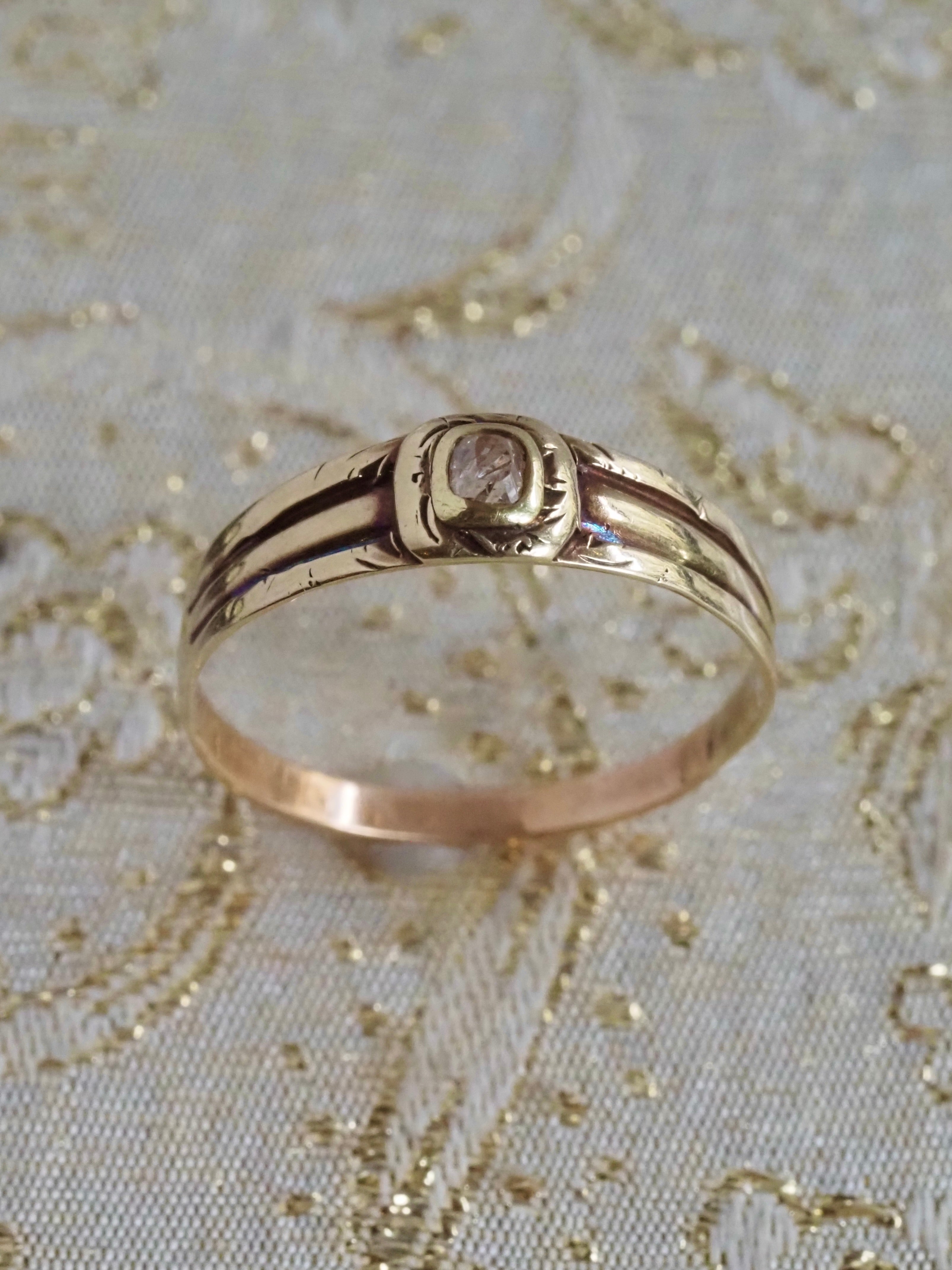 Antique 14k Gold Late 1700s Pink Peruzzi Diamond Ring