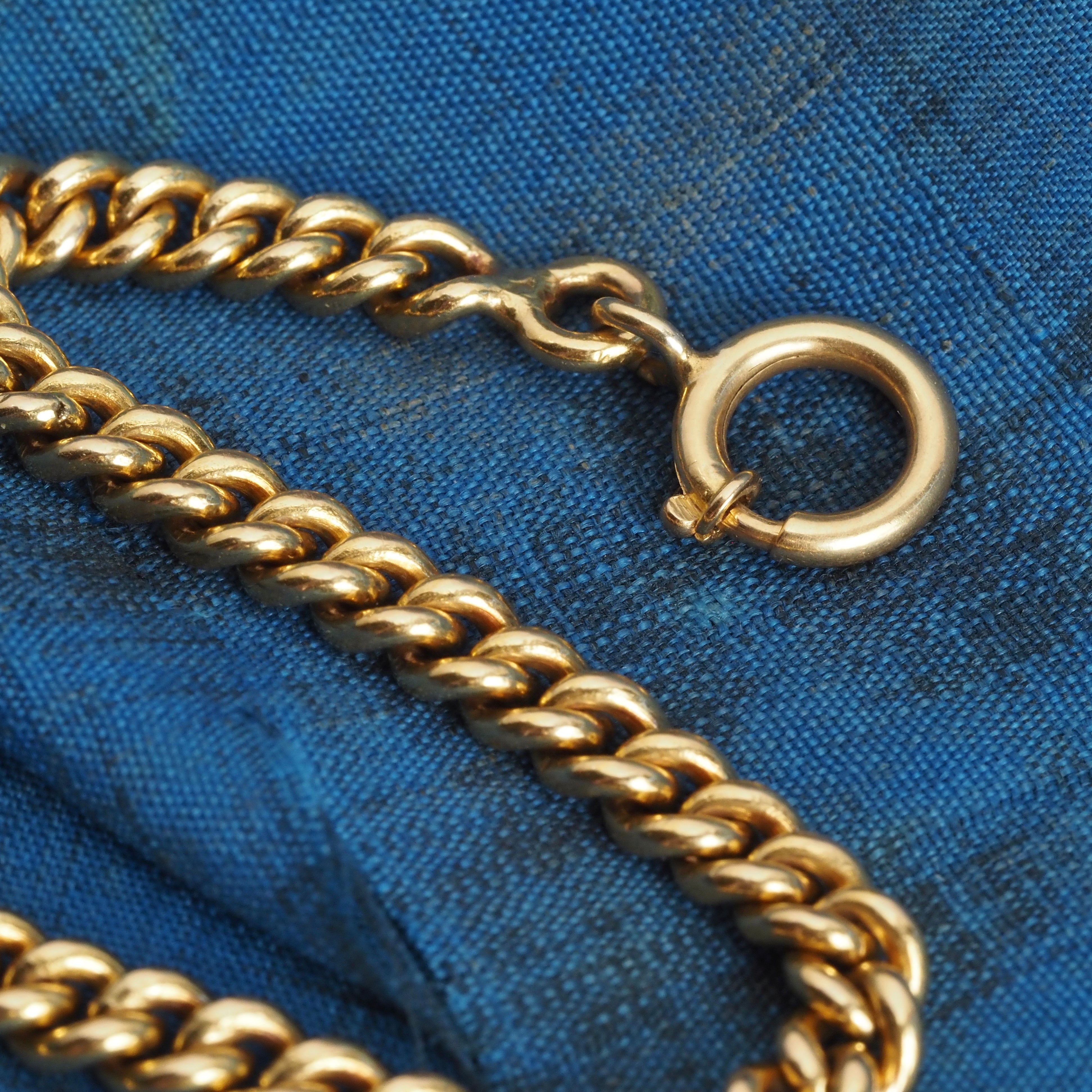 Vintage Portuguese Solid Curb Chain 19k Gold Bracelet