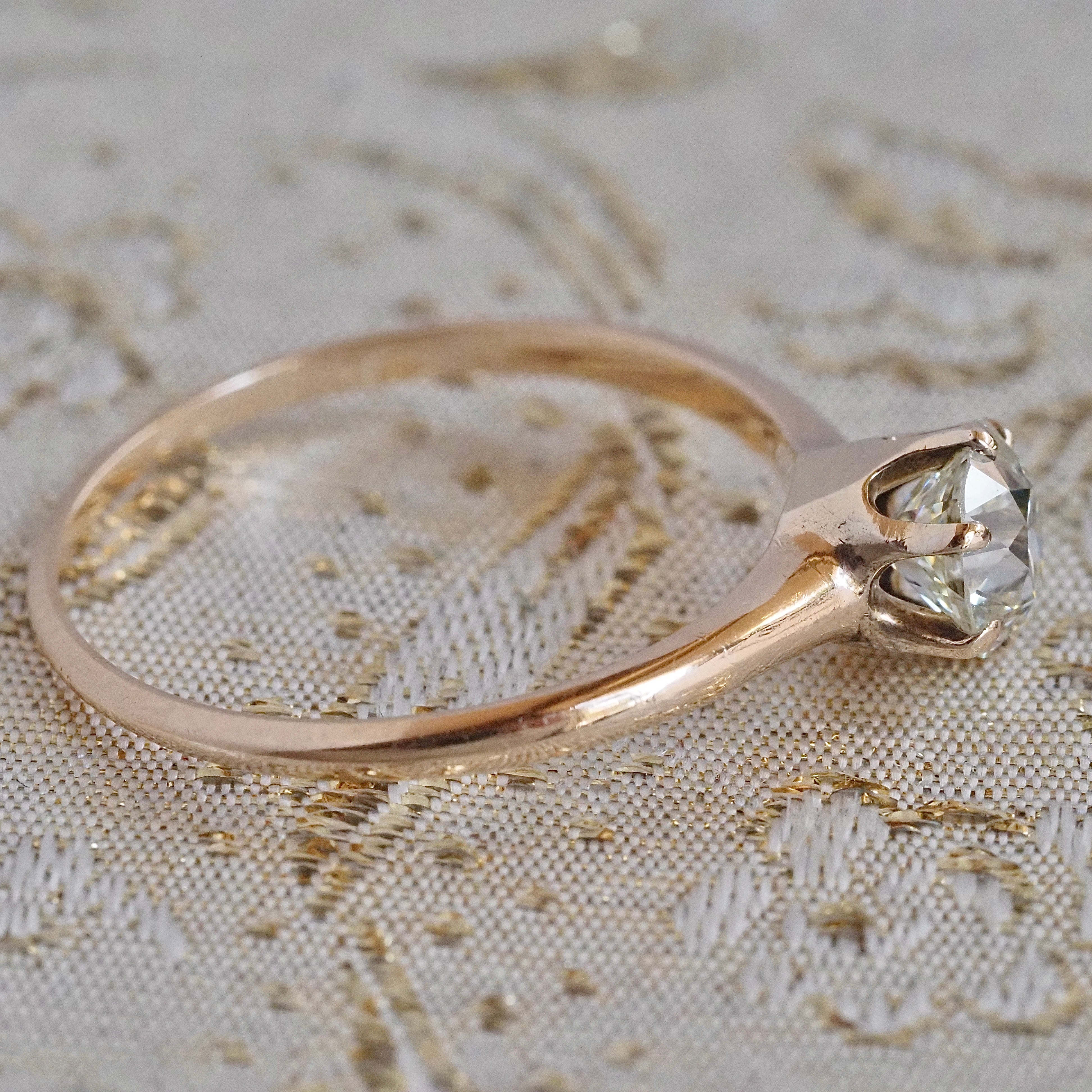 Vintage Old European Cut Diamond 14k Gold Engagement Ring