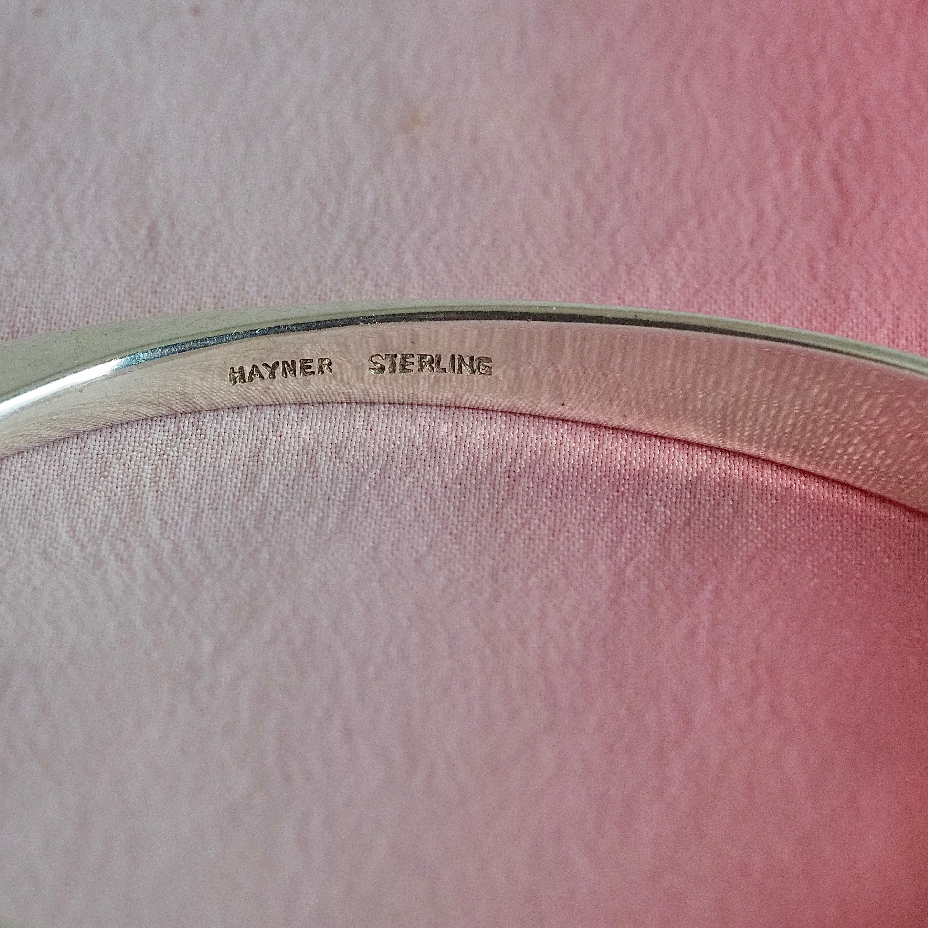 Modernist Sterling Silver Bangle Hook Clasp Bracelet