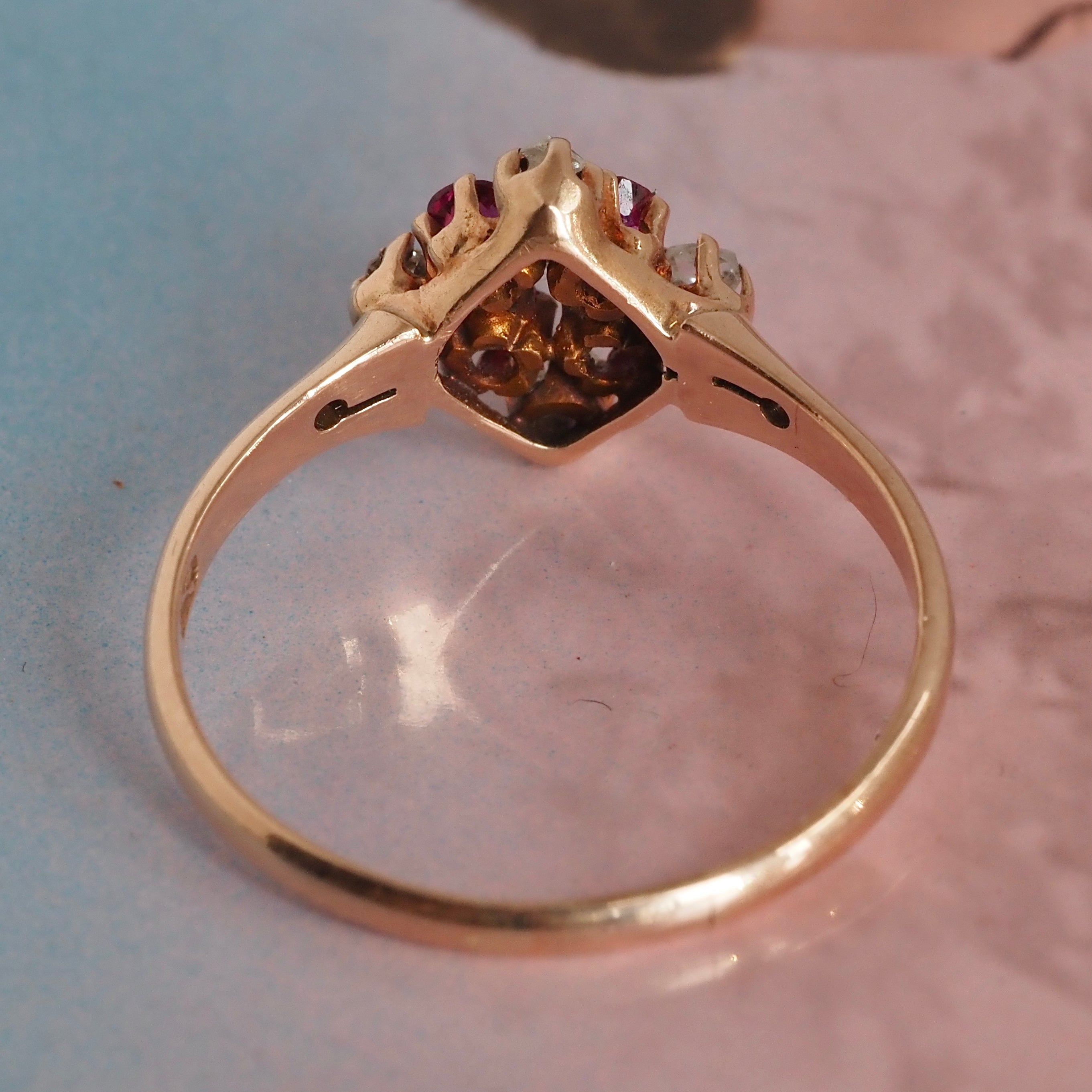 Antique Victorian Ruby & Diamond 14k Gold Ring