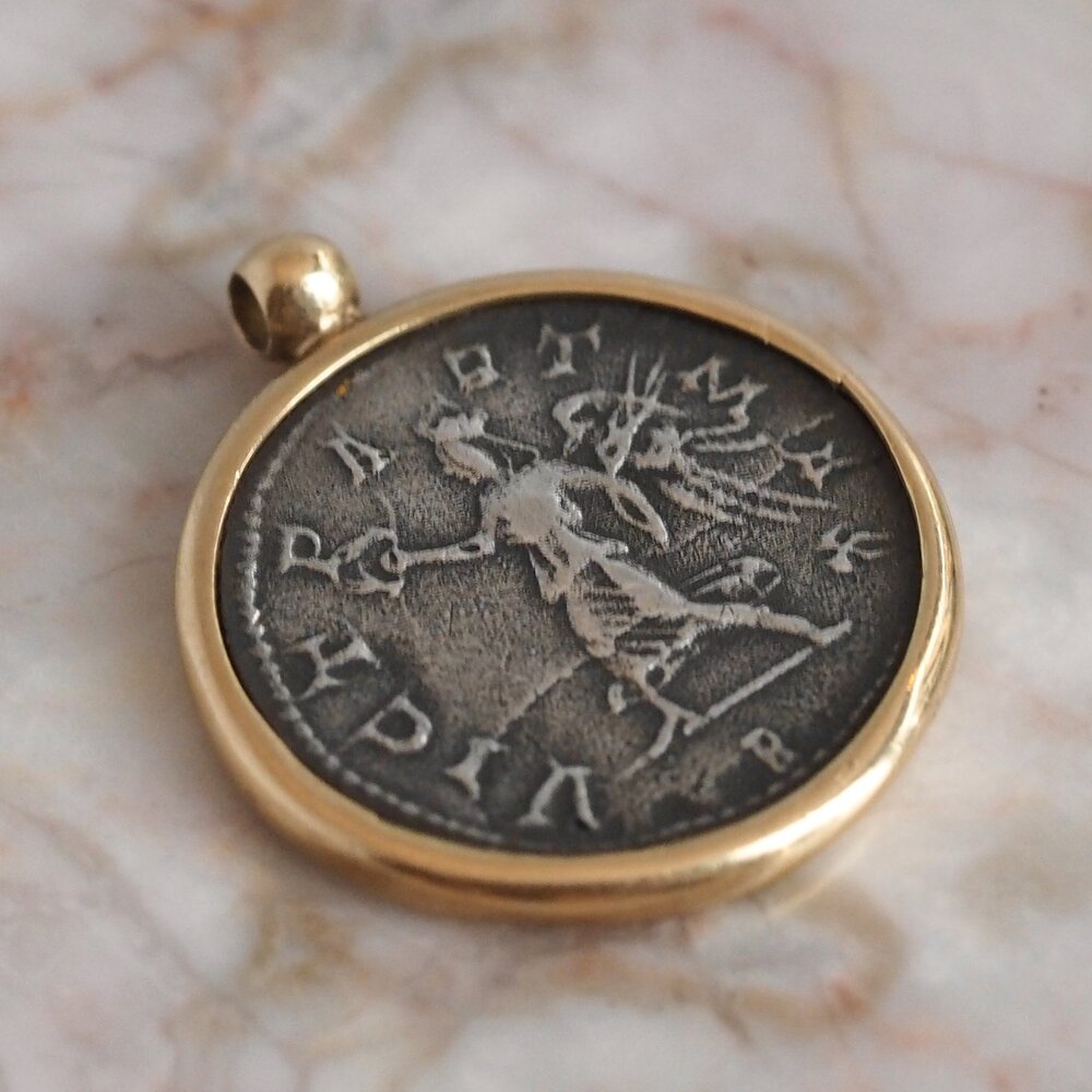 18k Gold Ancient Roman Coin Pendant