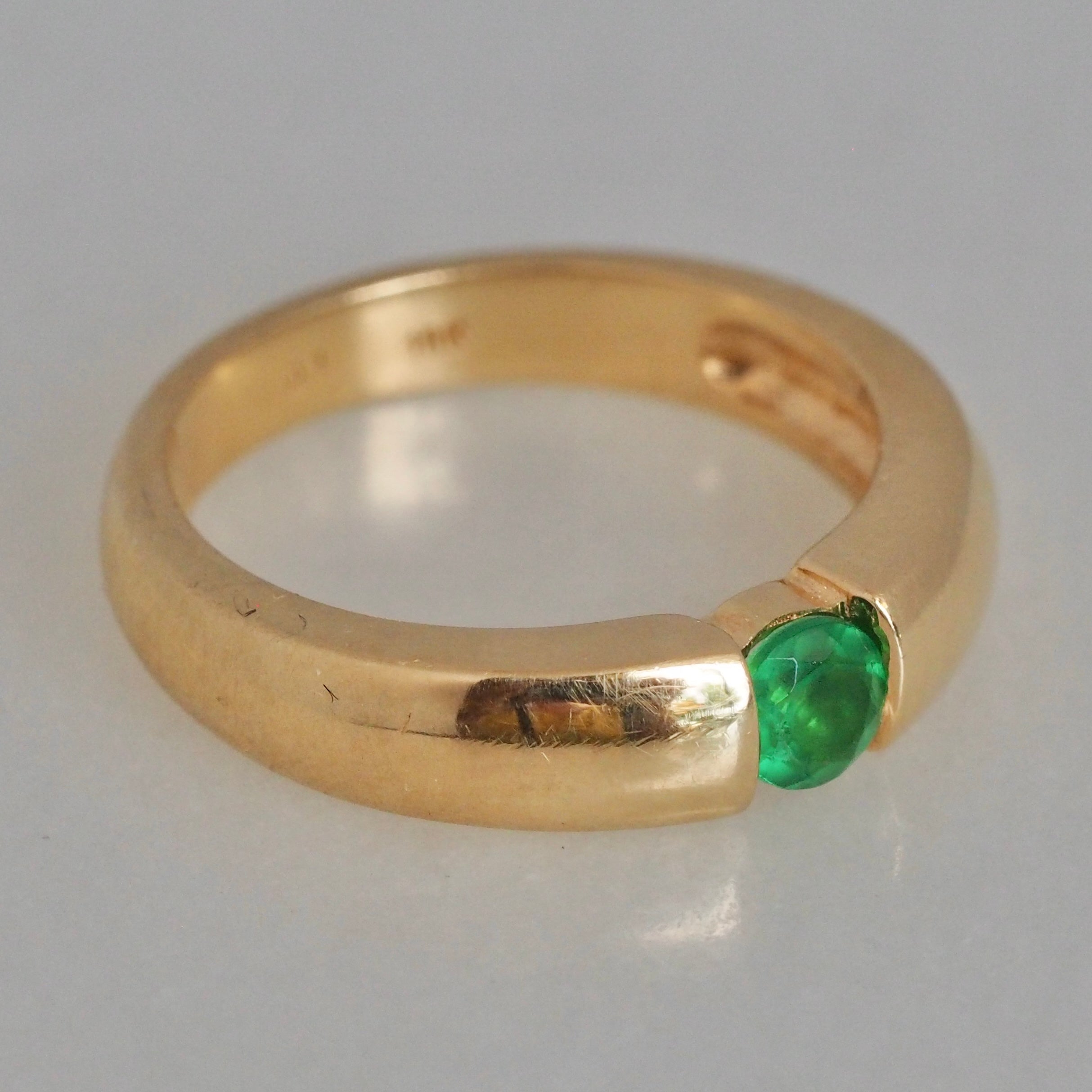 Modernist 18k Gold Emerald Ring