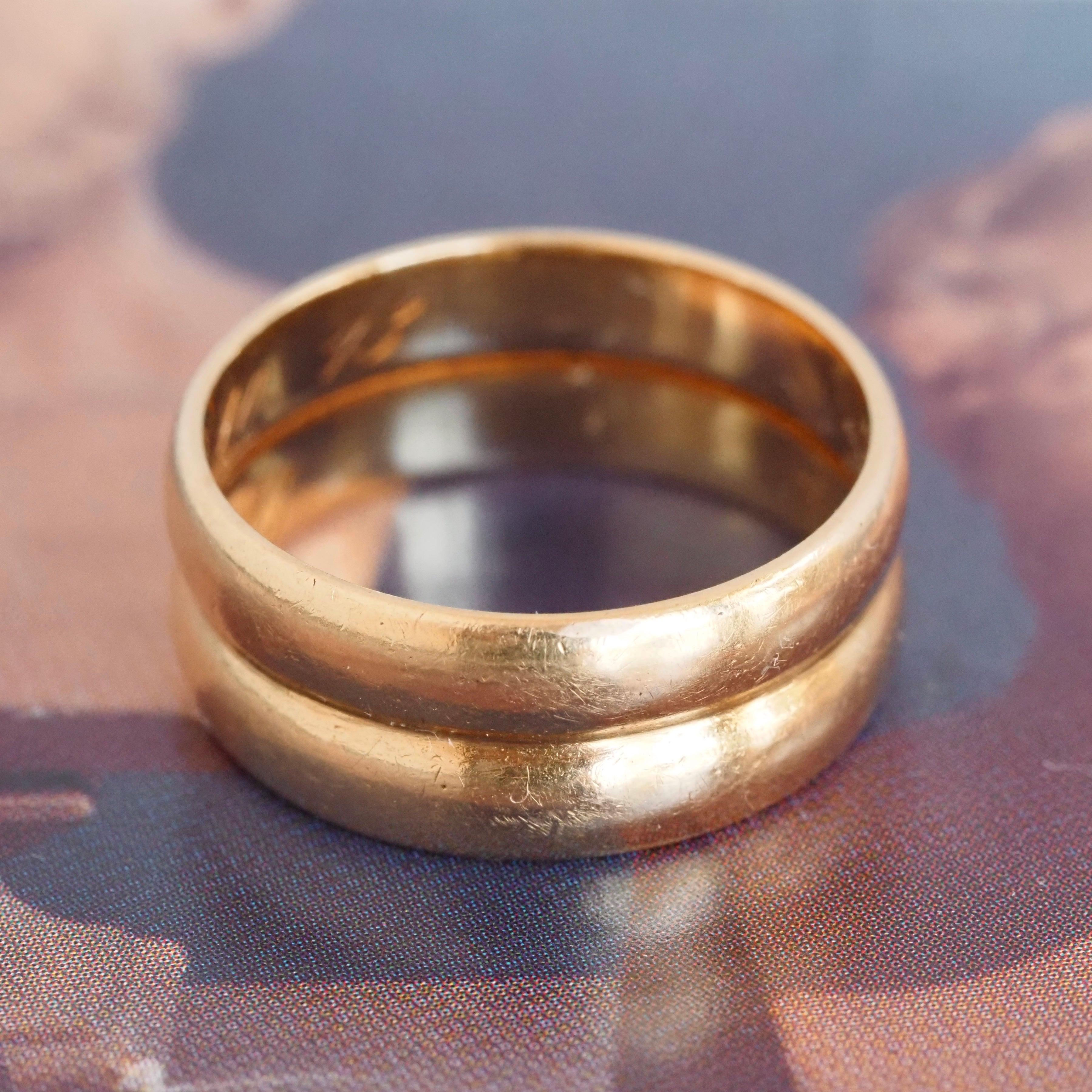 Antique c. 1913 18k Gold Double Stacked Wedding Band