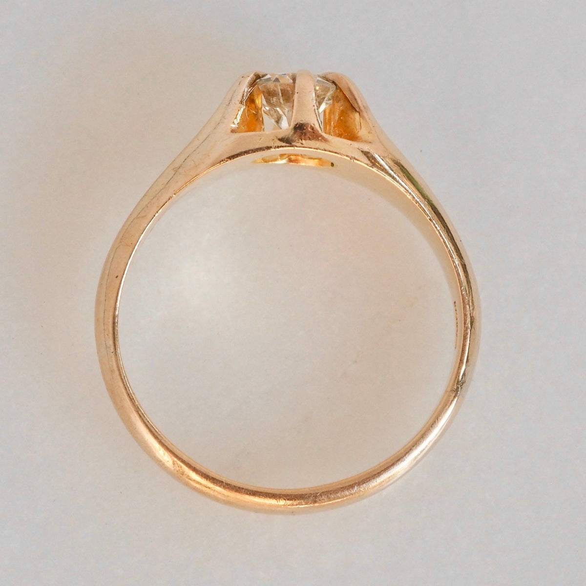 Antique 14k Gold Transitional Diamond Belcher Set Ring