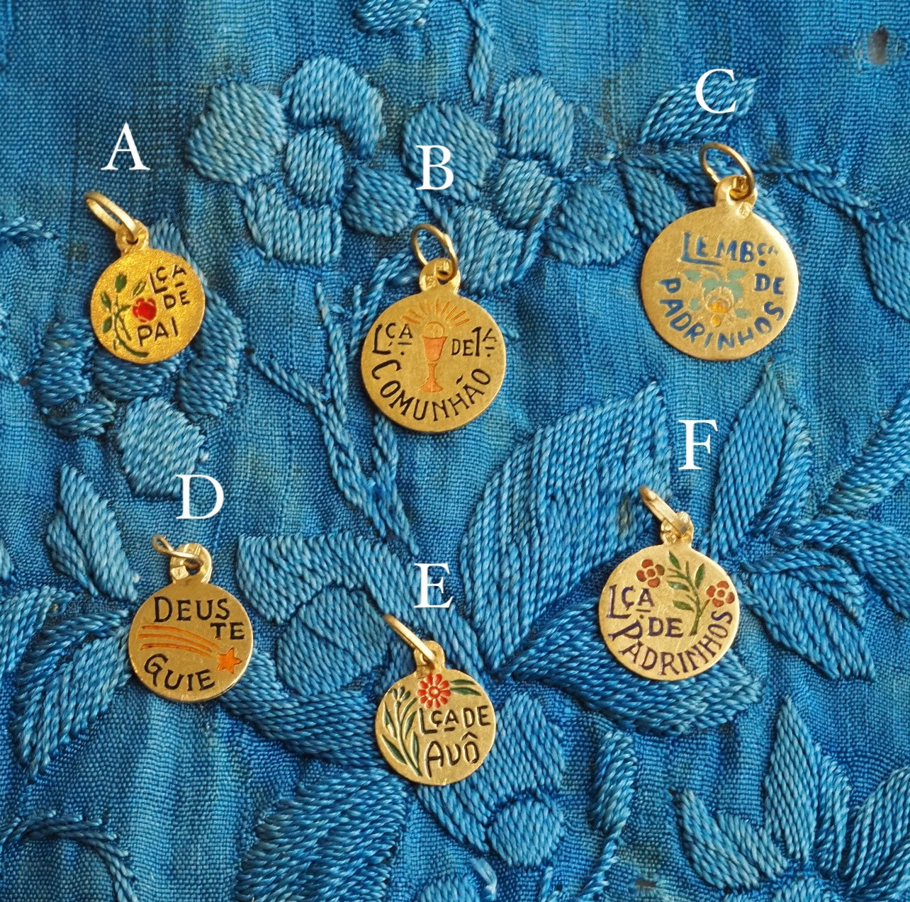 Antique Portuguese 19k Gold Enamel Charms