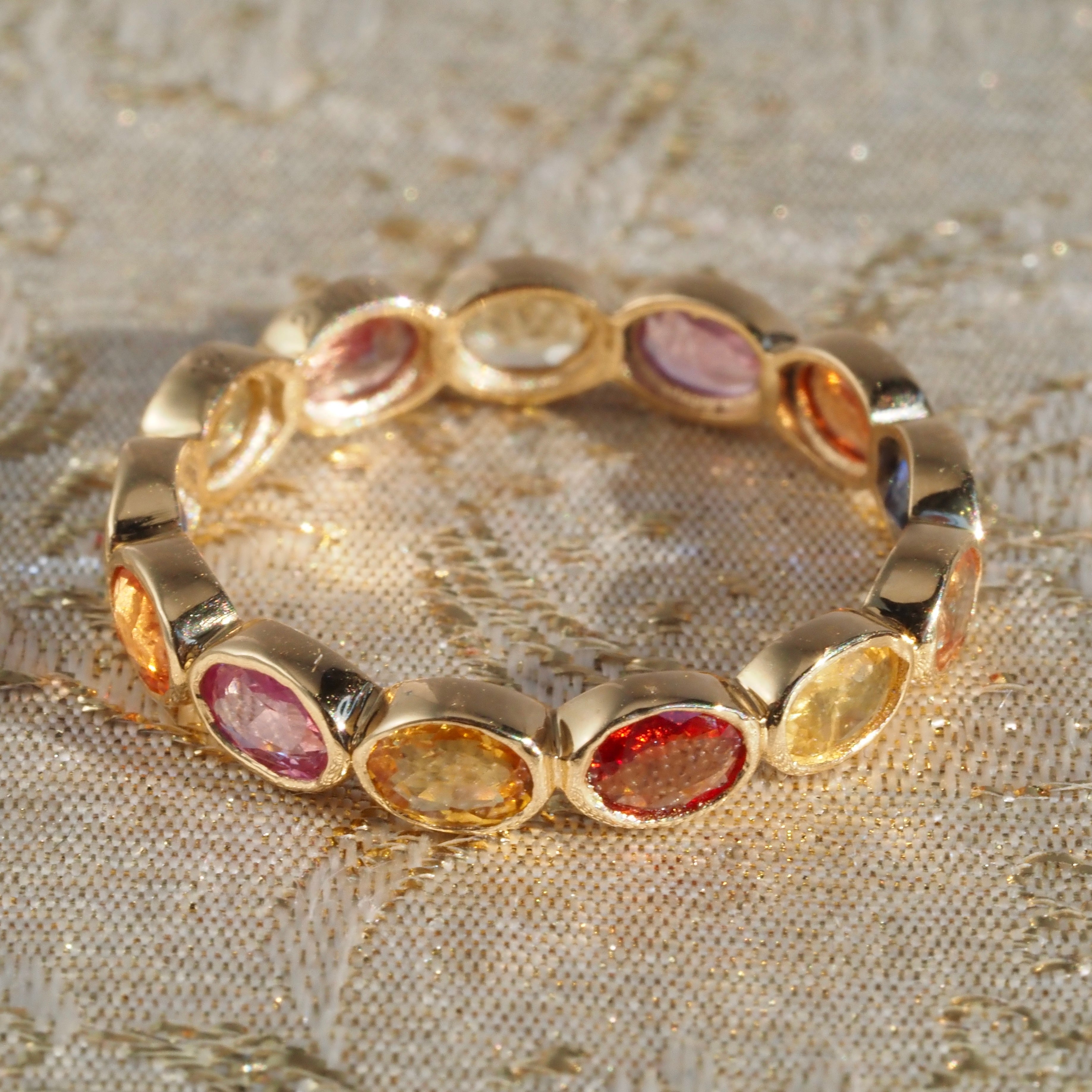 Multicolor Sapphire 18k Gold Eternity Ring