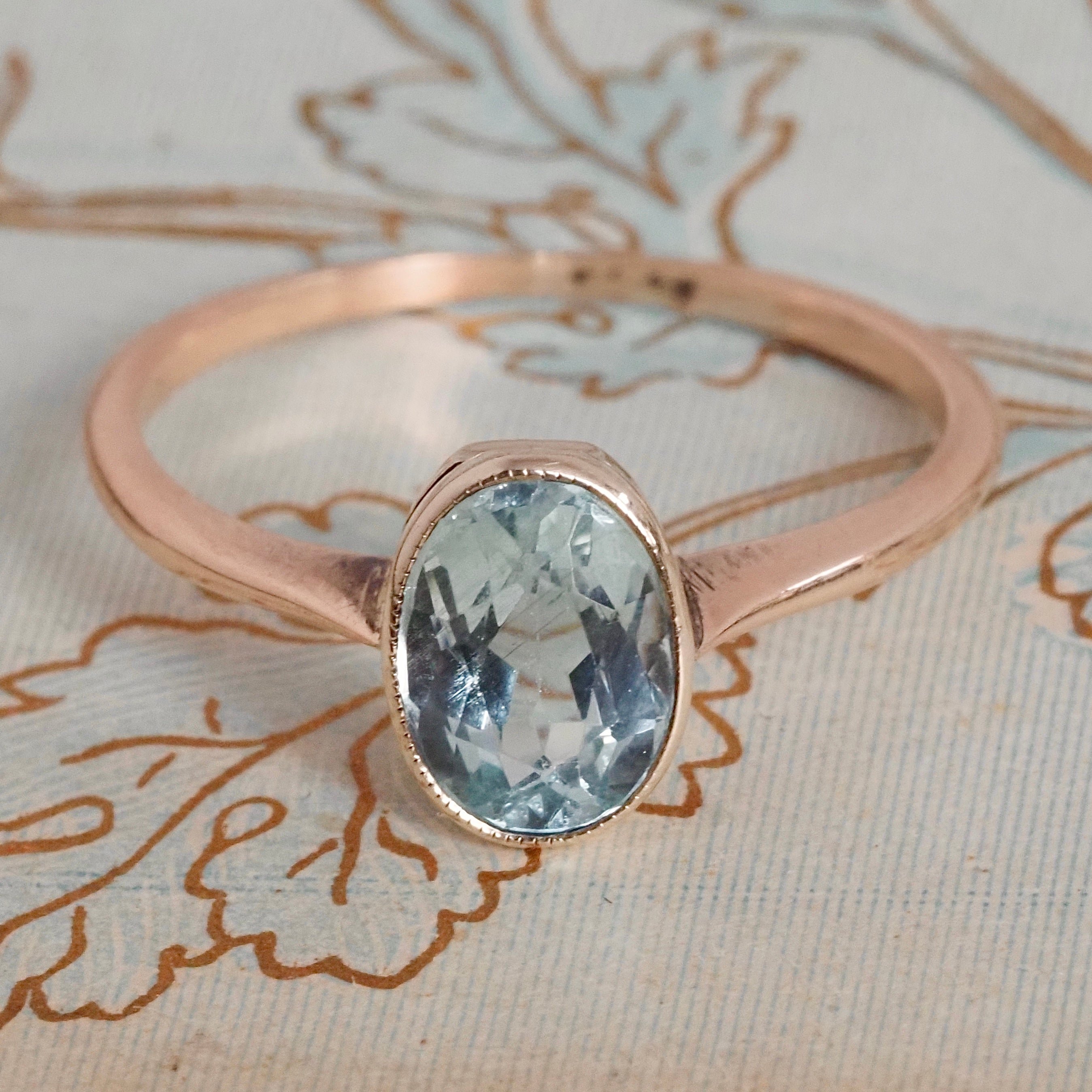 Antique Aquamarine 9k Gold Ring