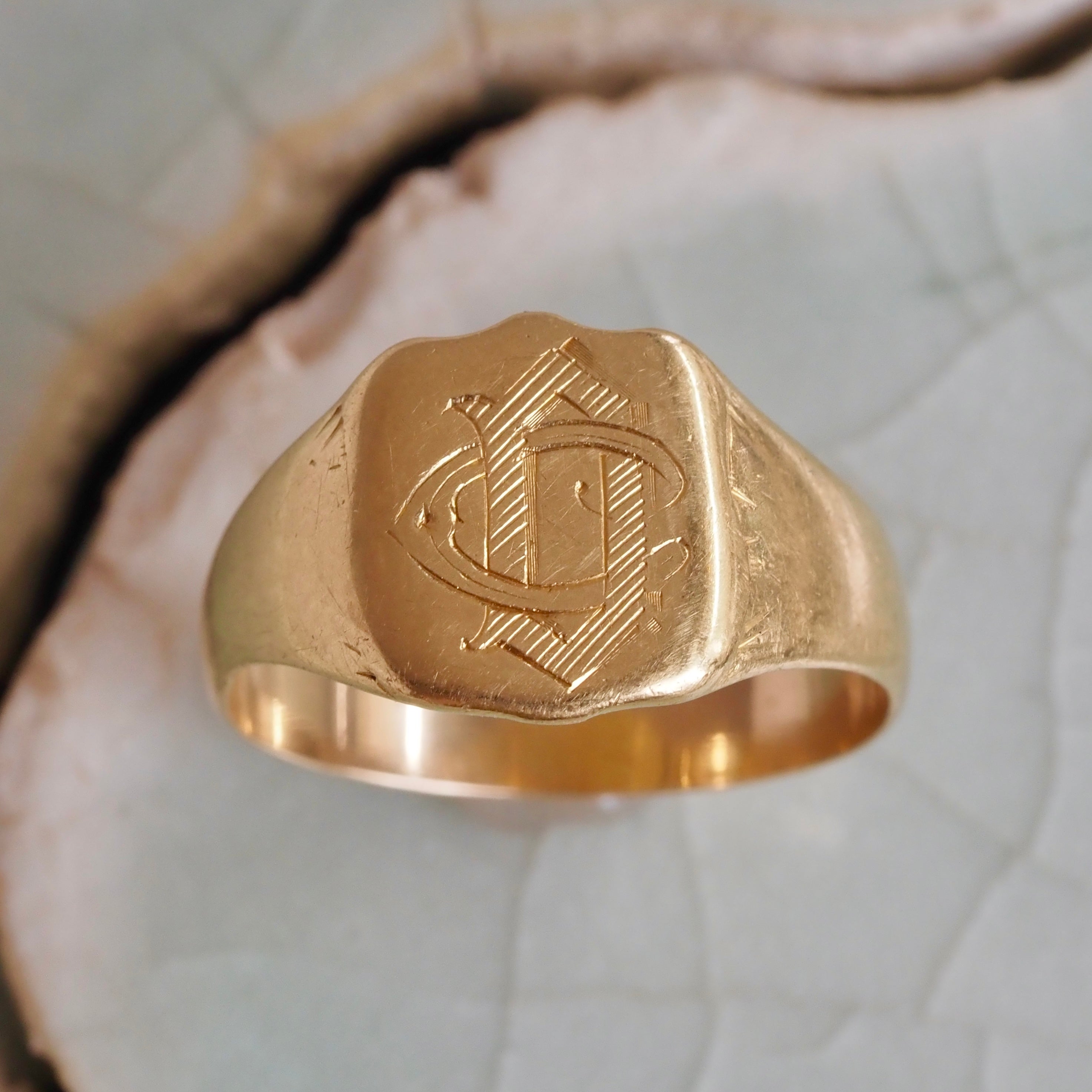 Antique 18k Gold “DC” Signet Ring