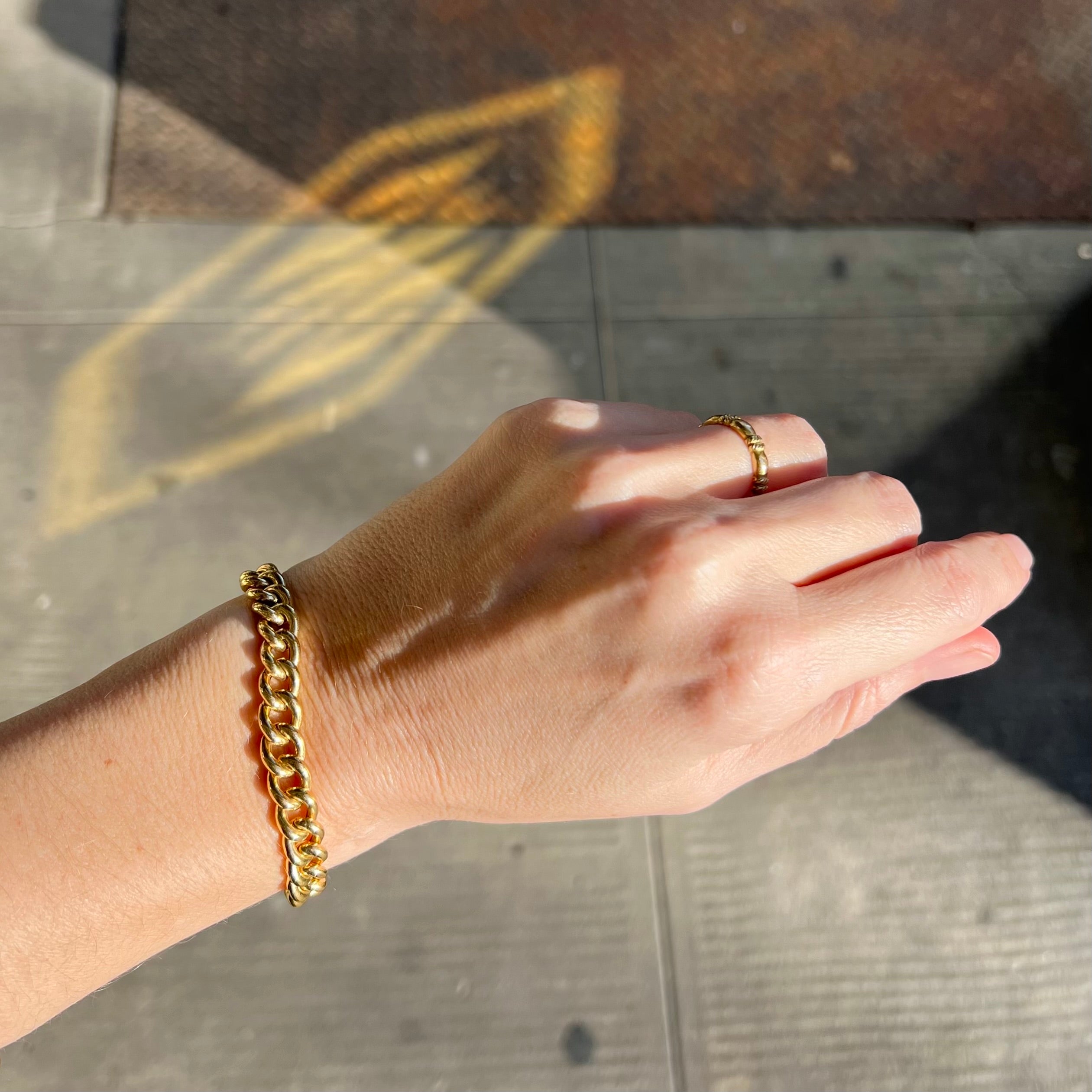 Vintage Italian Puffy 14k Curb Chain Bracelet