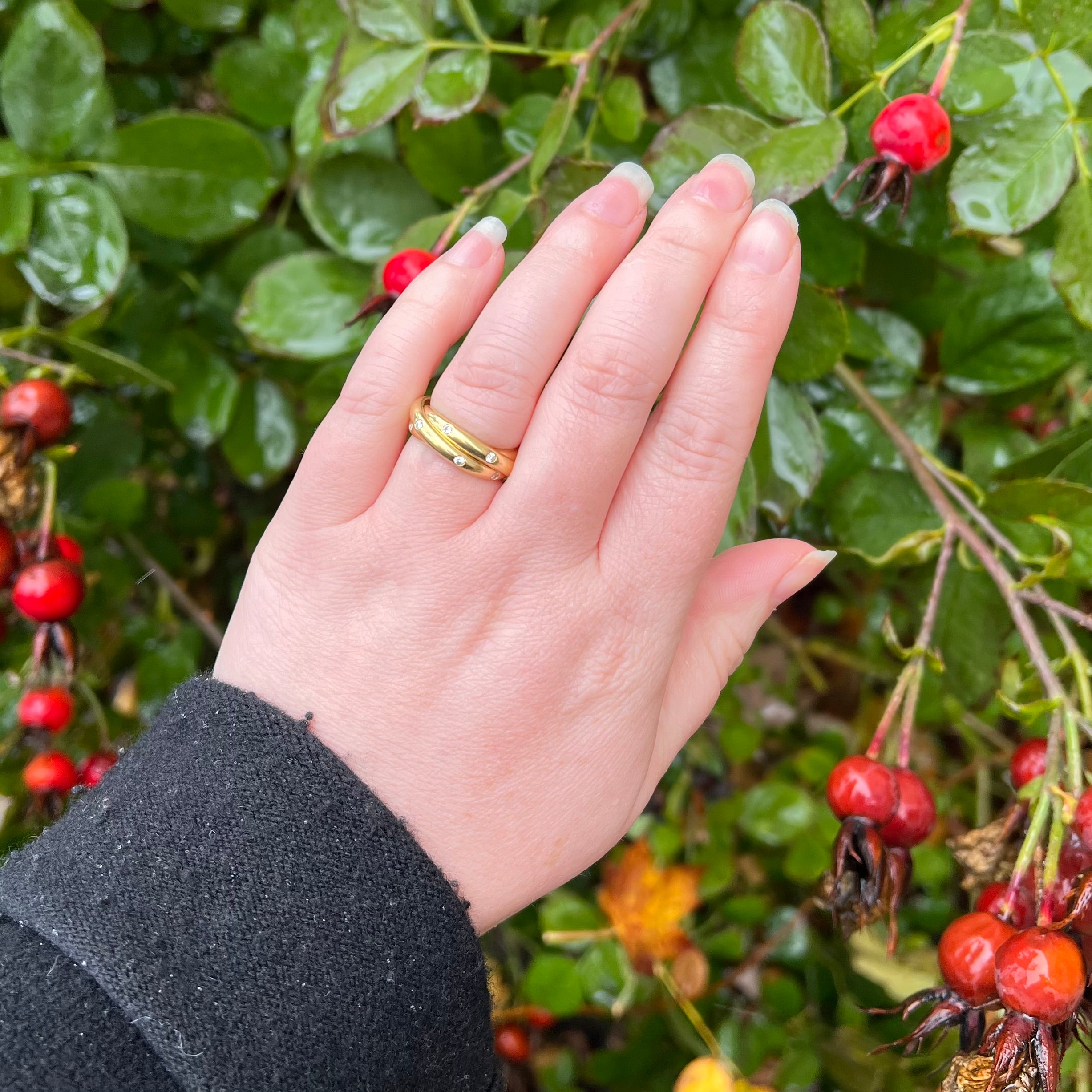 18k Gold Diamond Triple Rolling Ring