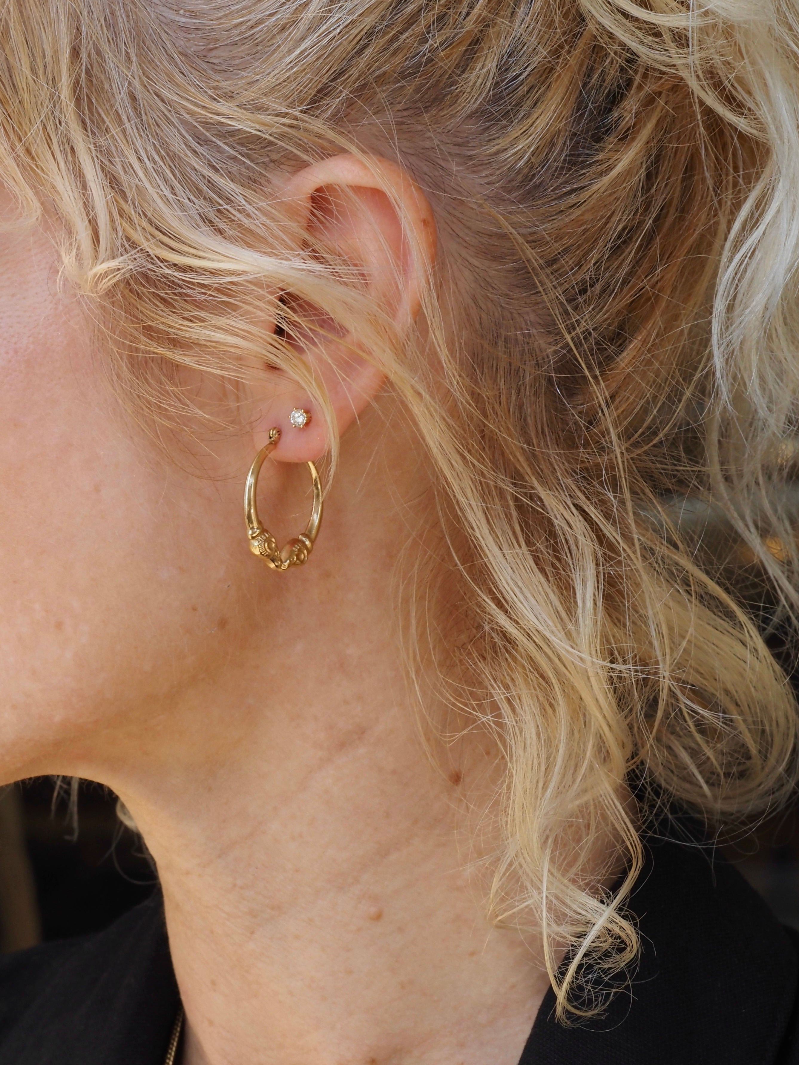 Vintage 14k Gold Ram Hoops