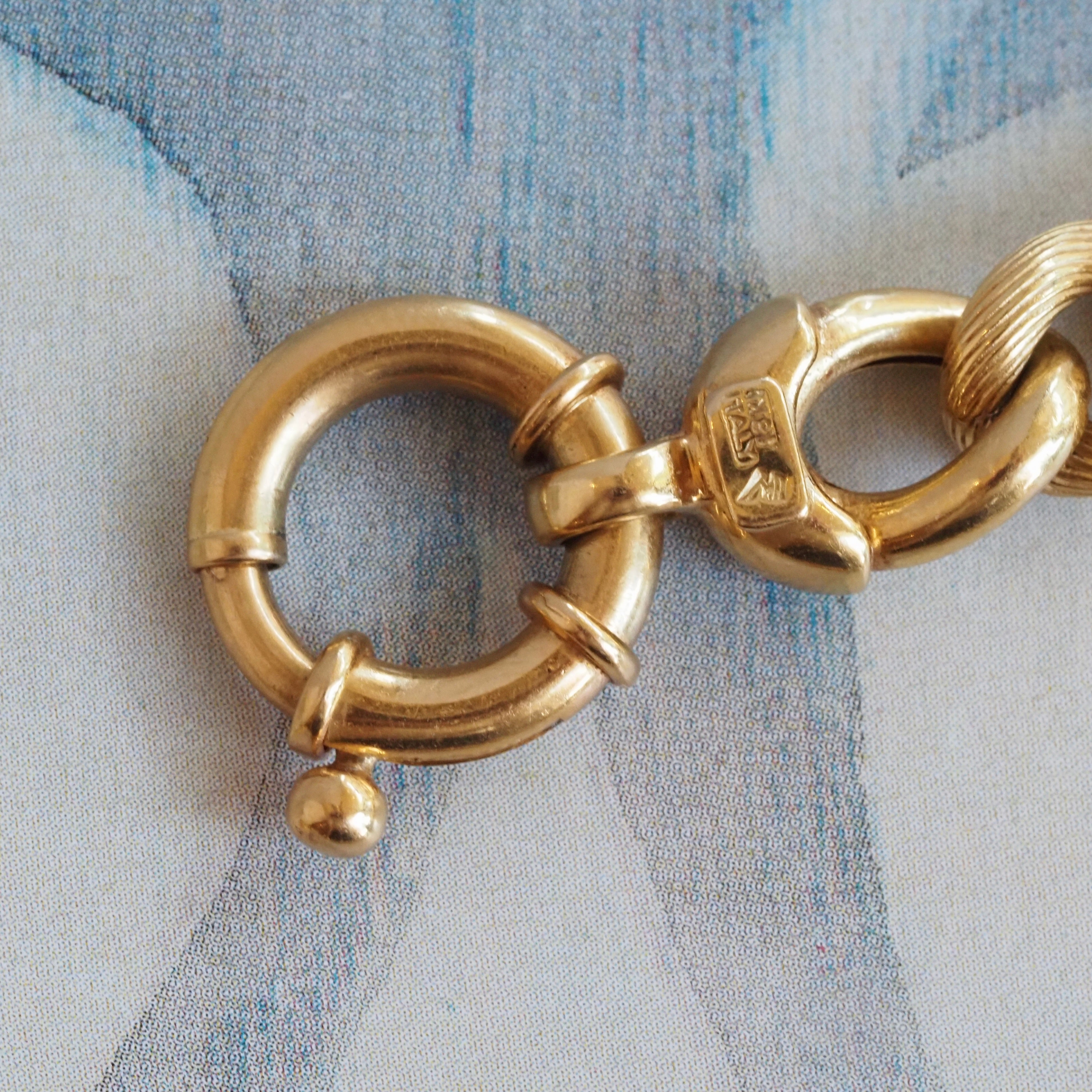 Vintage Italian 18k Gold Textured Curb Link Chain Necklace