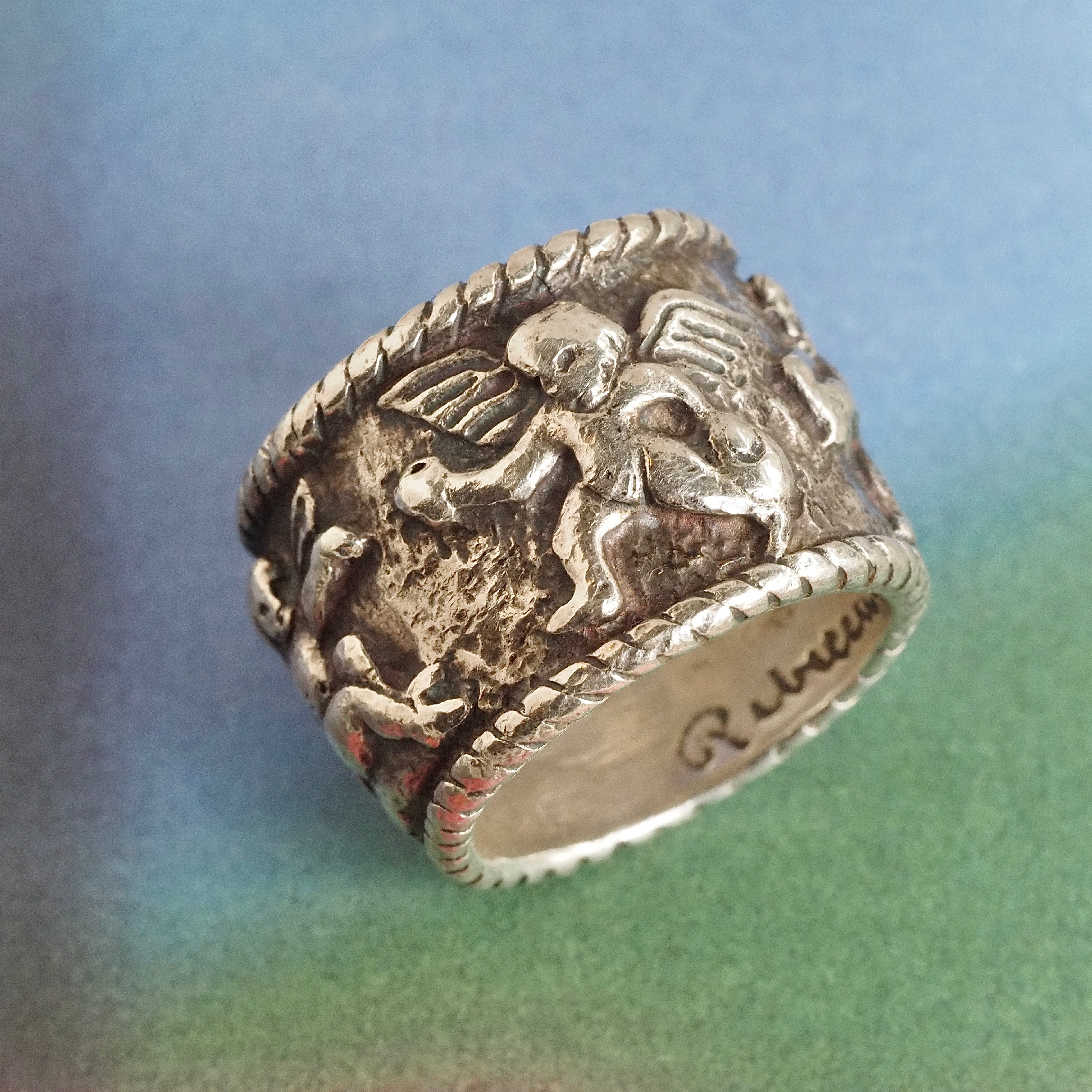 Vintage Sterling Silver Cherub Frieze Band