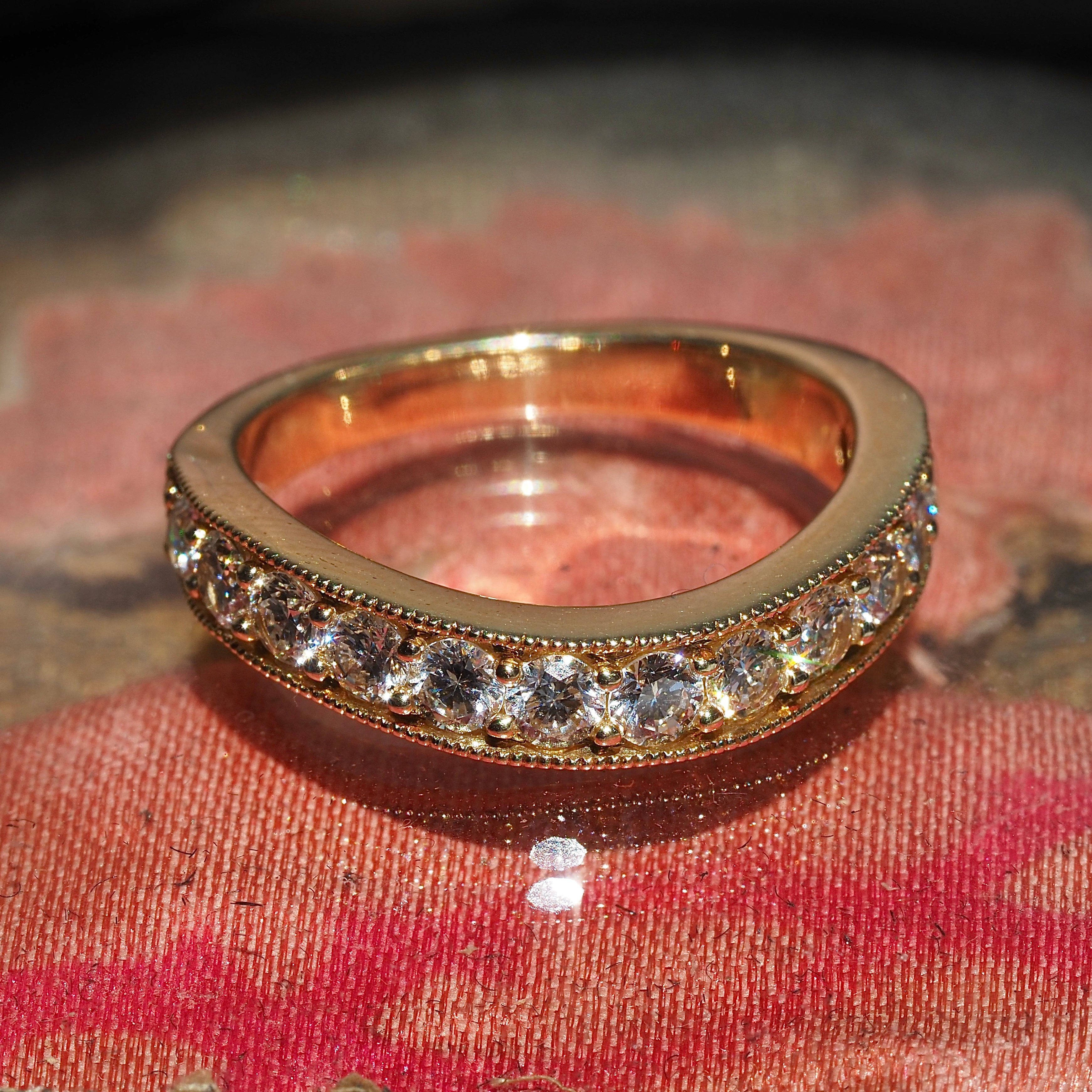 Wavy Diamond Half Eternity 14k Gold Band